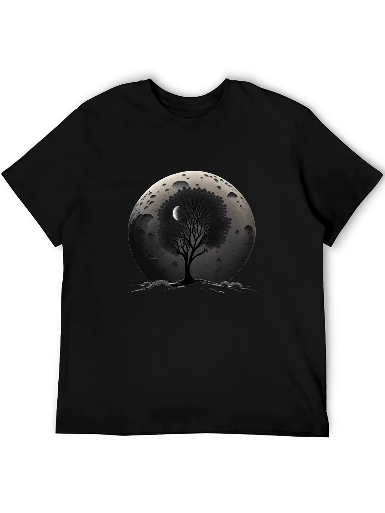 Lunar Tree Graphic T-Shirt - Stylish Black Tee