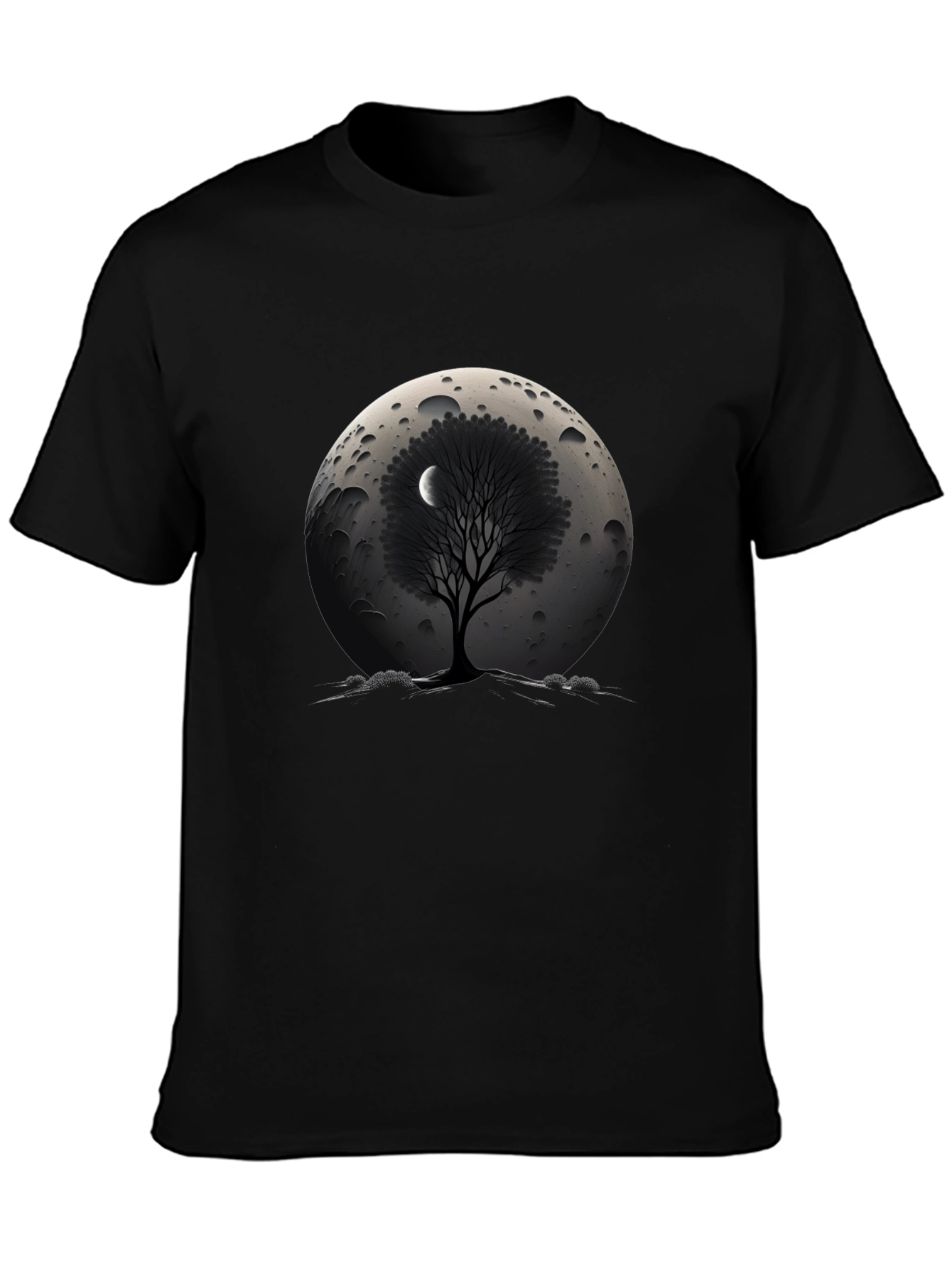 Lunar Tree Graphic T-Shirt - Stylish Black Tee