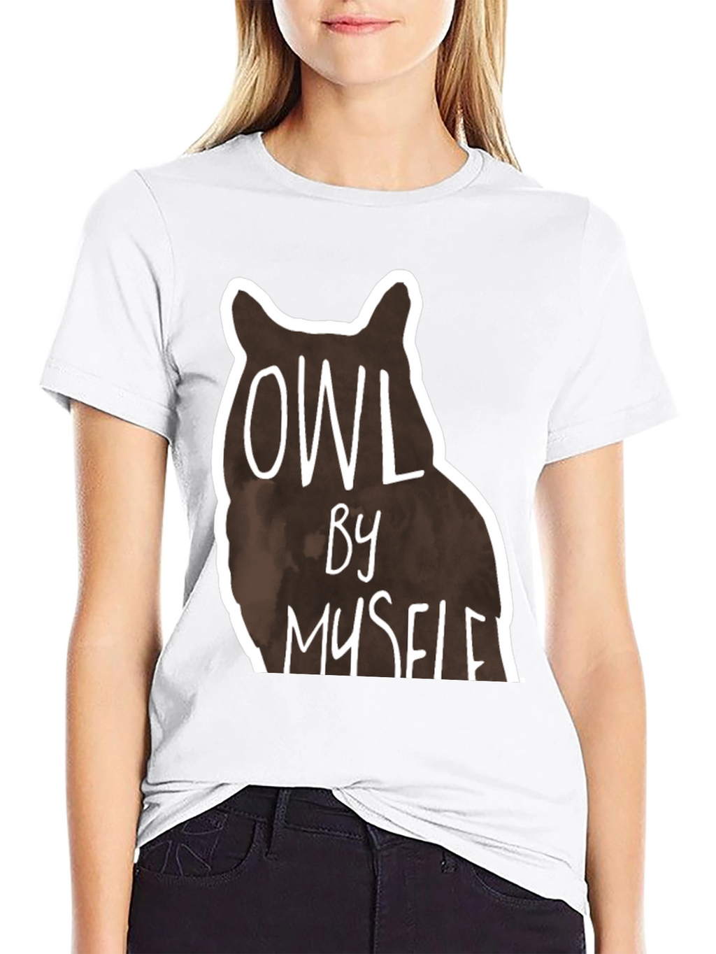 Owl By Myself Graphic Tee - Black Casual T-Shirt
