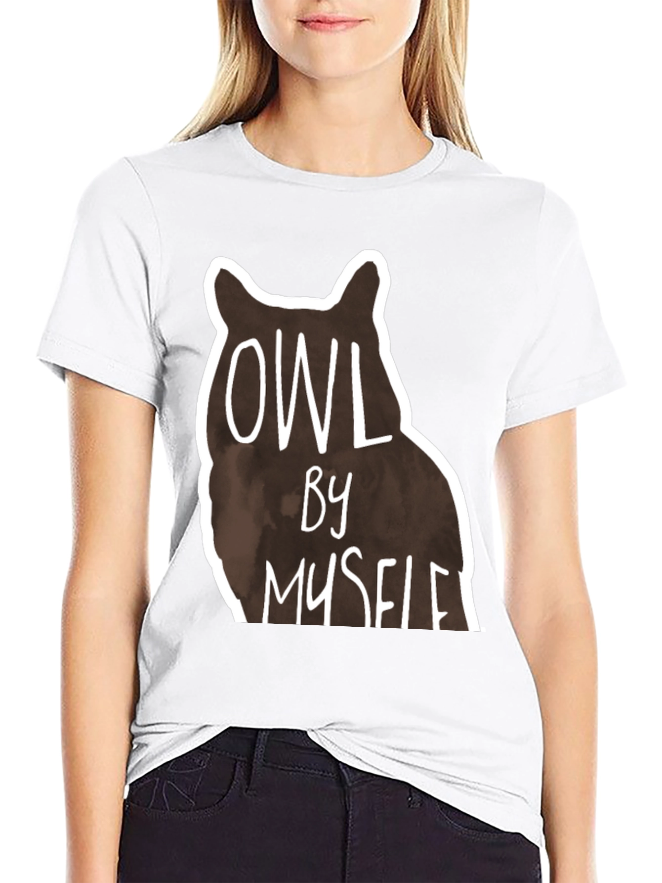 Owl By Myself Graphic Tee - Black Casual T-Shirt