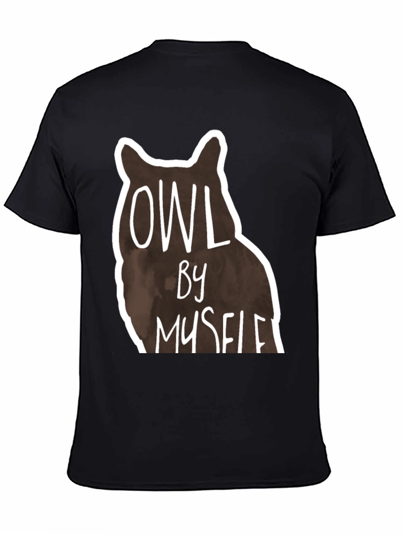 Owl By Myself Graphic Tee - Black Casual T-Shirt