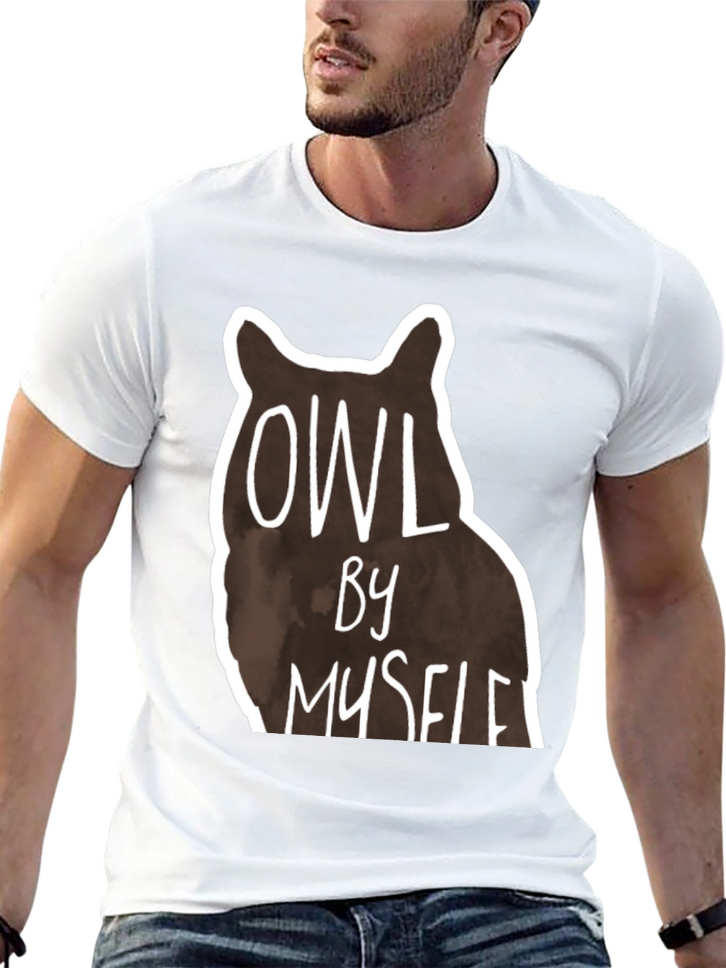 Owl By Myself Graphic Tee - Black Casual T-Shirt