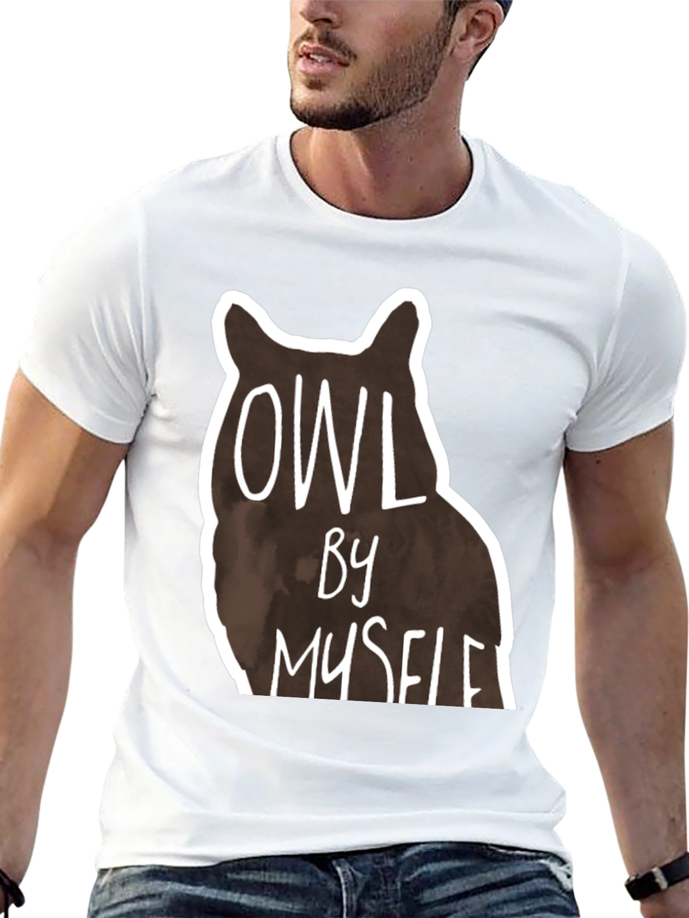 Owl By Myself Graphic Tee - Black Casual T-Shirt