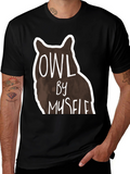 Owl By Myself Graphic Tee - Black Casual T-Shirt