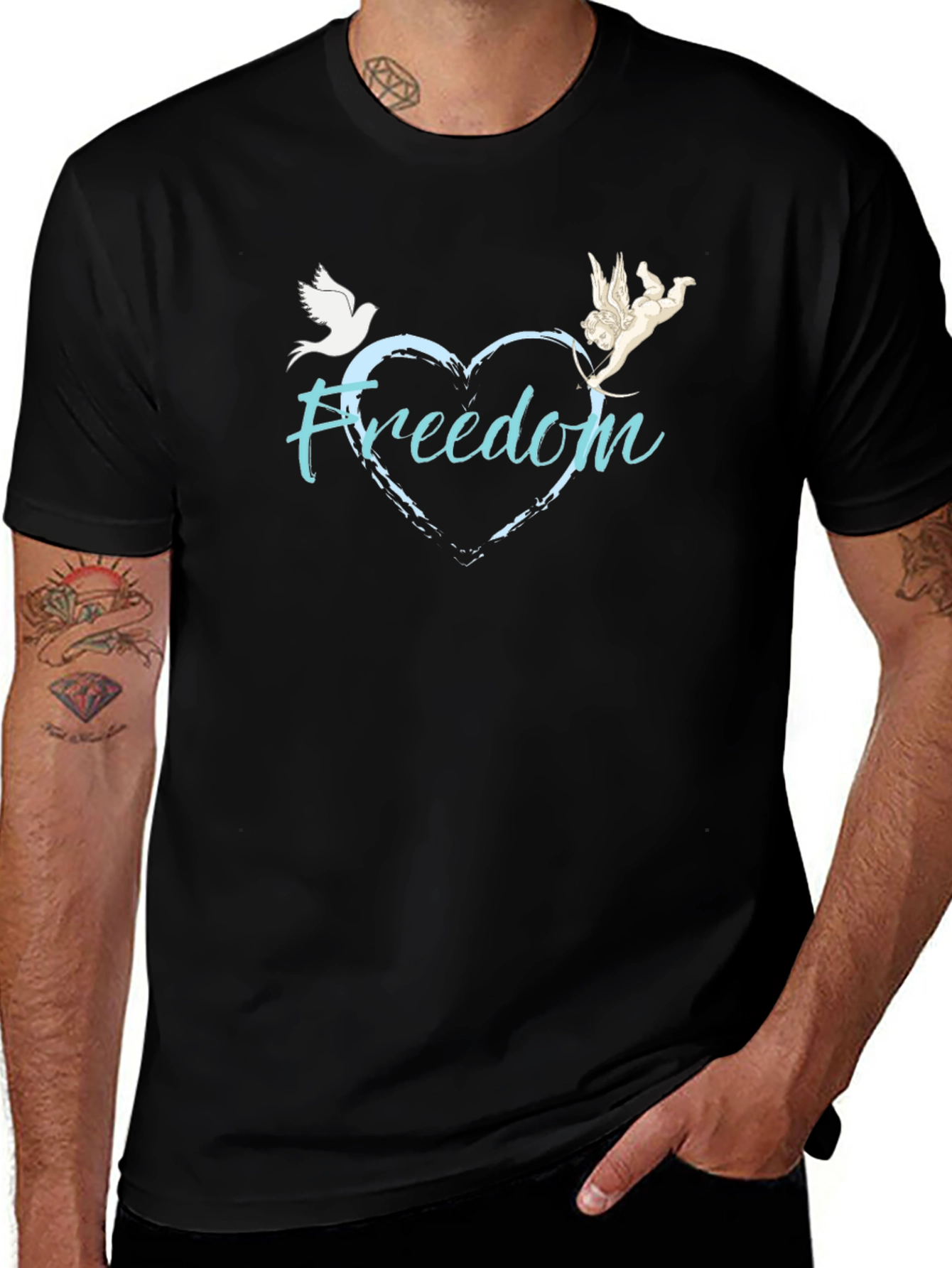Freedom Graphic Tee Dove & Angel Heart Design