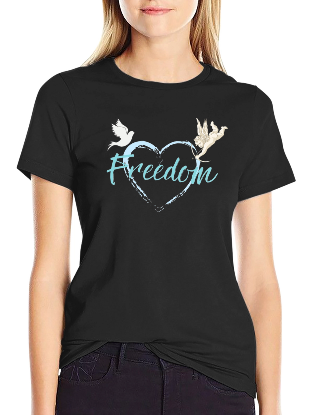 Freedom Graphic Tee Dove & Angel Heart Design