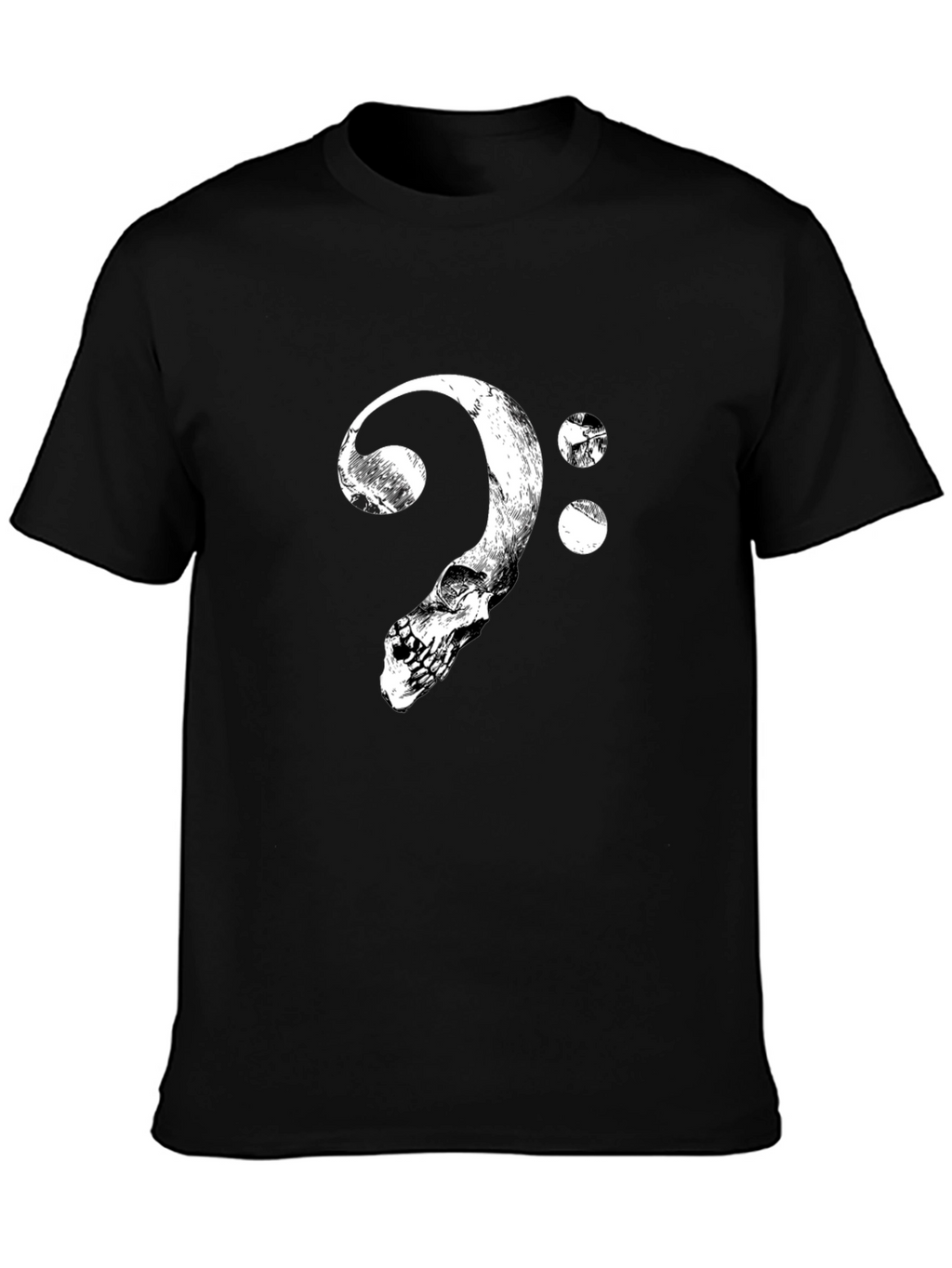 Skull Bass Clef Graphic T-Shirt - Black
