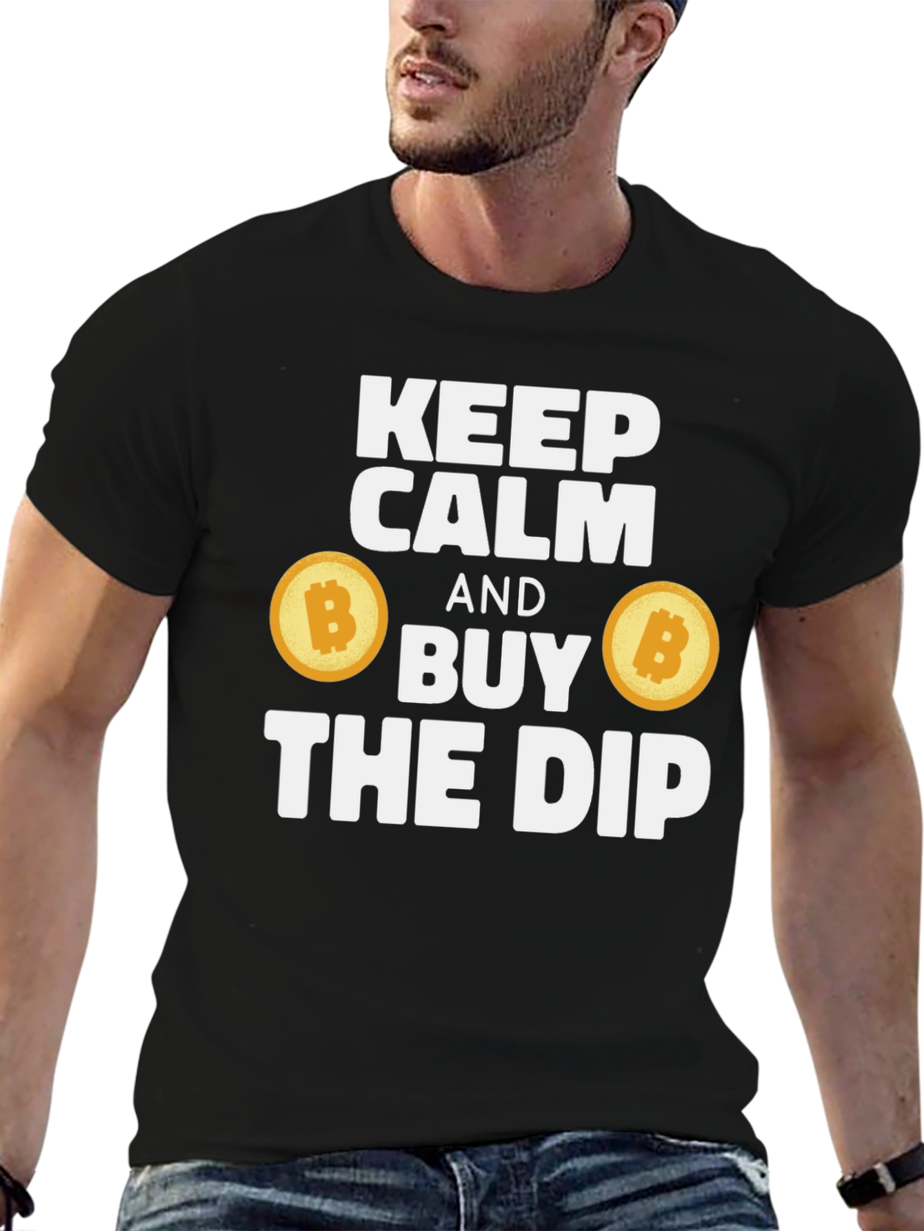 Keep Calm & Buy the Dip Bitcoin Crypto Black T-Shirt