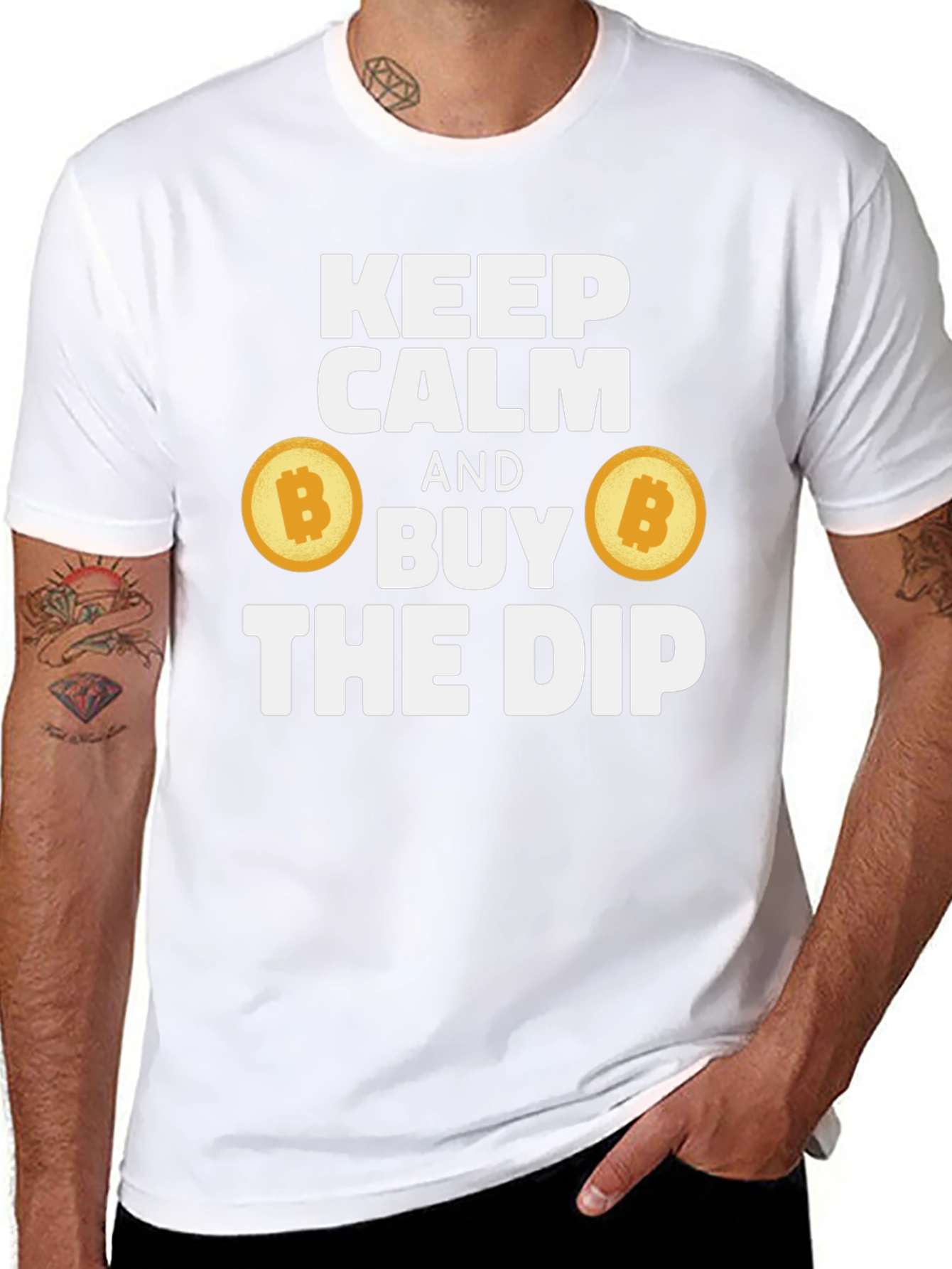Keep Calm & Buy the Dip Bitcoin Crypto Black T-Shirt