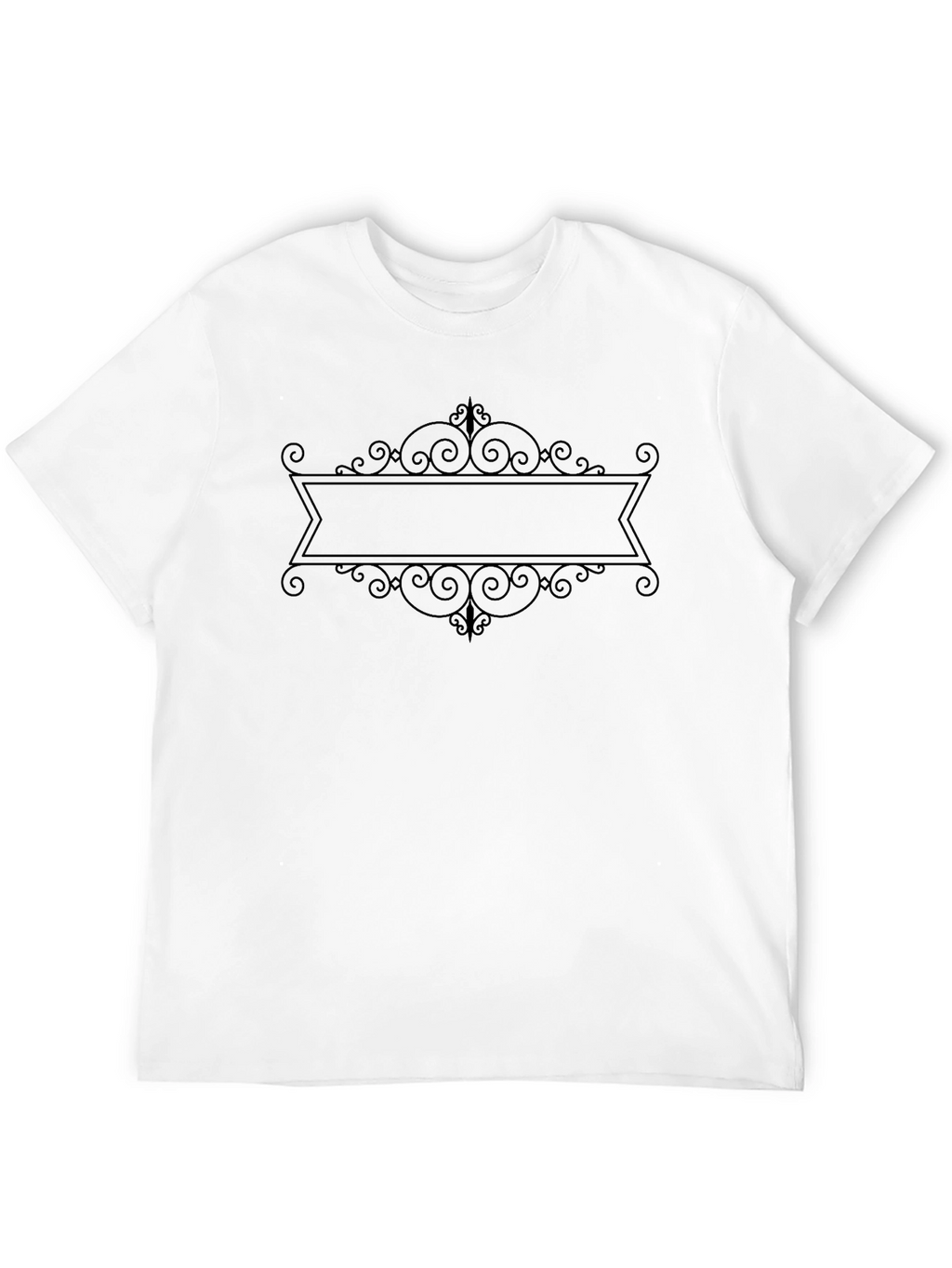 Mens Black Graphic Tee - Ornate Banner Design