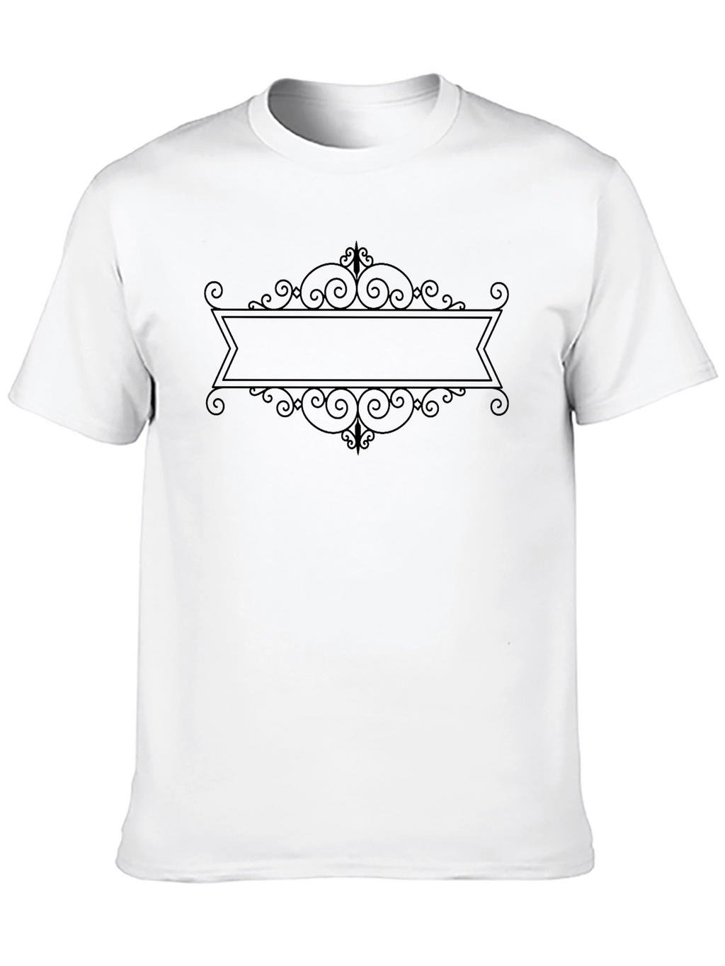Mens Black Graphic Tee - Ornate Banner Design