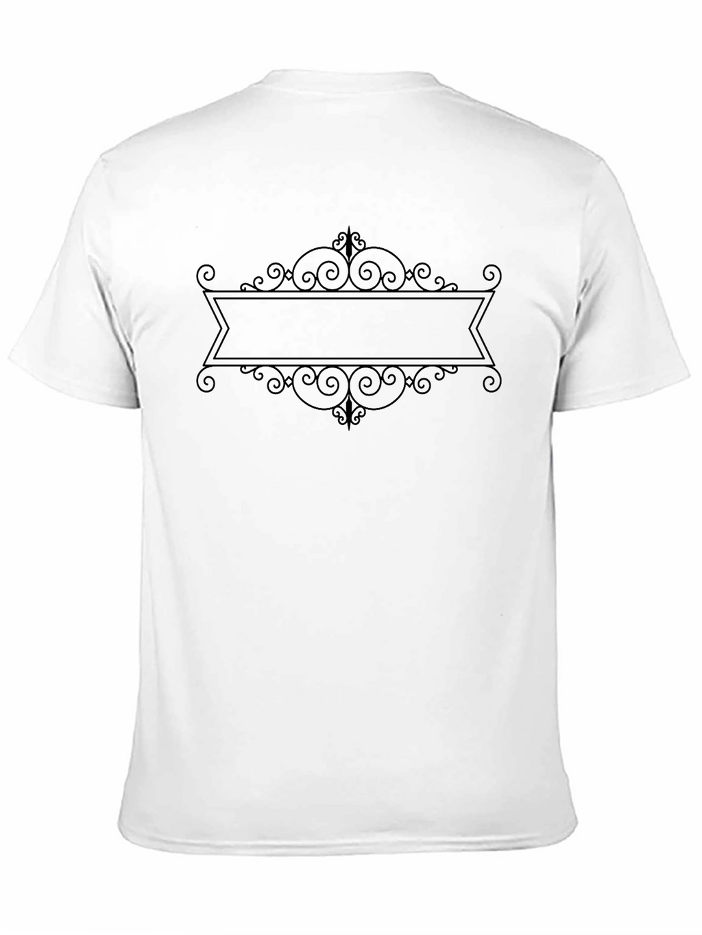 Mens Black Graphic Tee - Ornate Banner Design