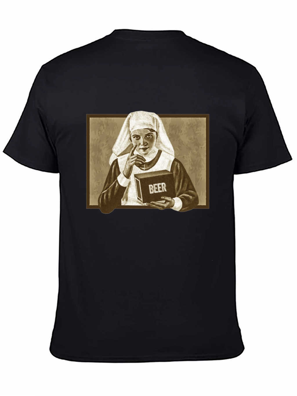 Nun with Beer T-Shirt: Humorous Graphic Tee