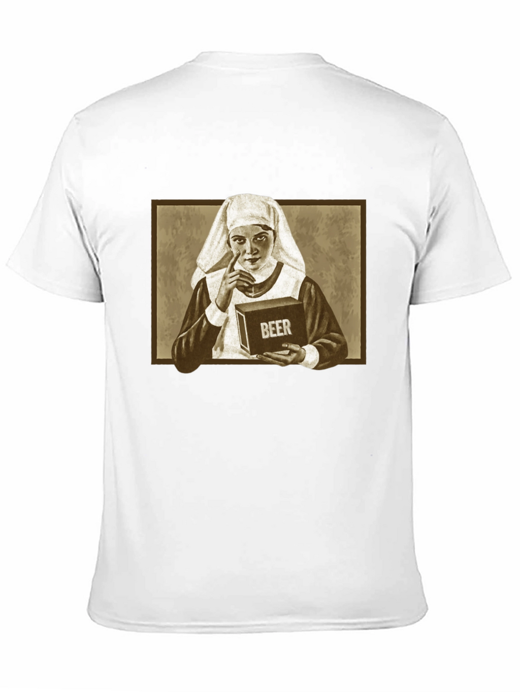 Nun with Beer T-Shirt: Humorous Graphic Tee