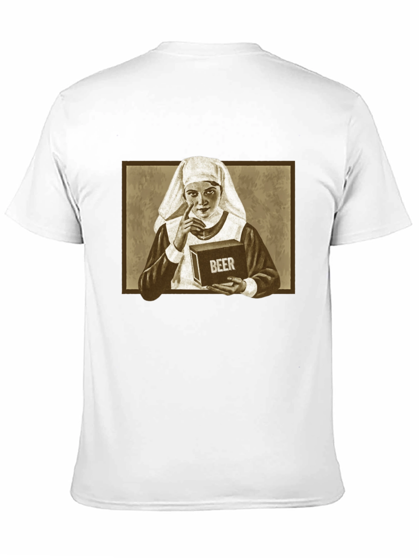 Nun with Beer T-Shirt: Humorous Graphic Tee