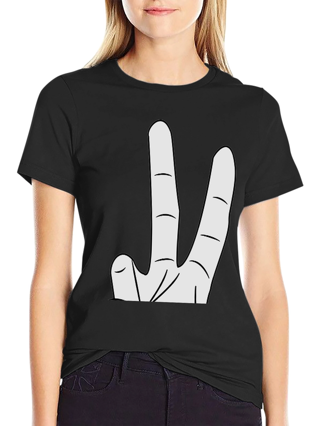 Novelty Two Finger Gesture Black T-Shirt