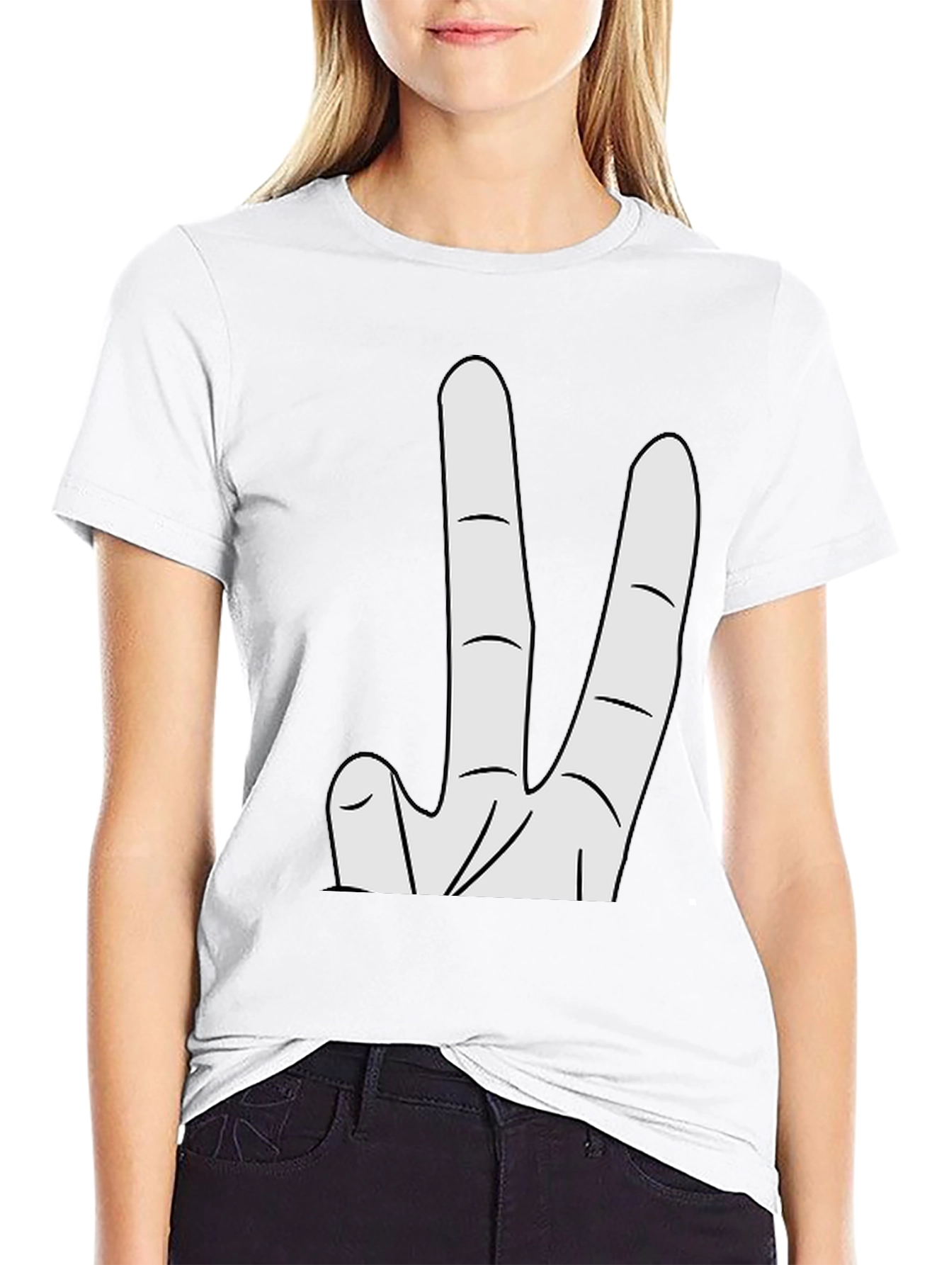 Novelty Two Finger Gesture Black T-Shirt