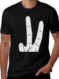 Novelty Two Finger Gesture Black T-Shirt