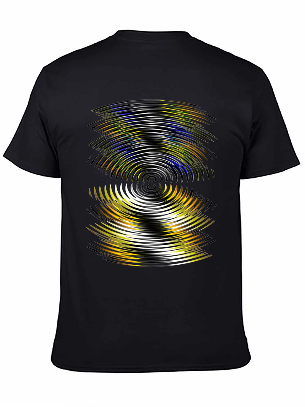 Abstract Wave Pattern Black T-Shirt
