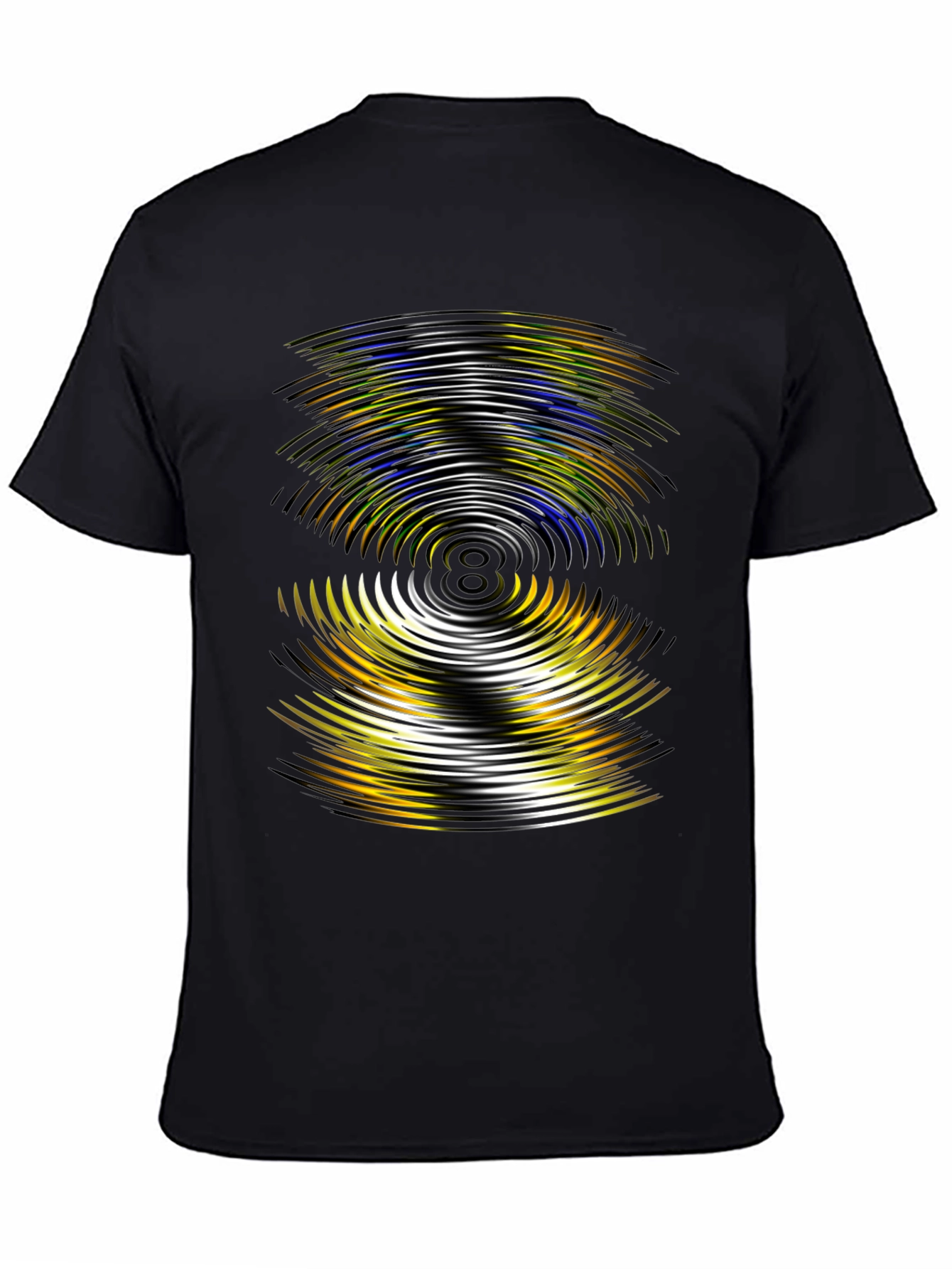 Abstract Wave Pattern Black T-Shirt