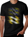 Abstract Wave Pattern Black T-Shirt
