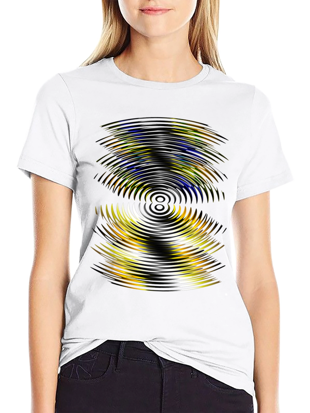 Abstract Wave Pattern Black T-Shirt