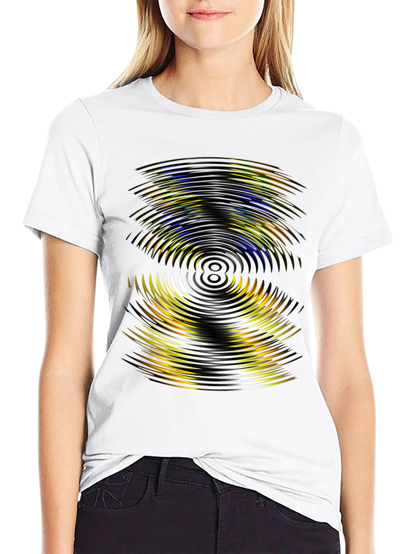 Abstract Wave Pattern Black T-Shirt