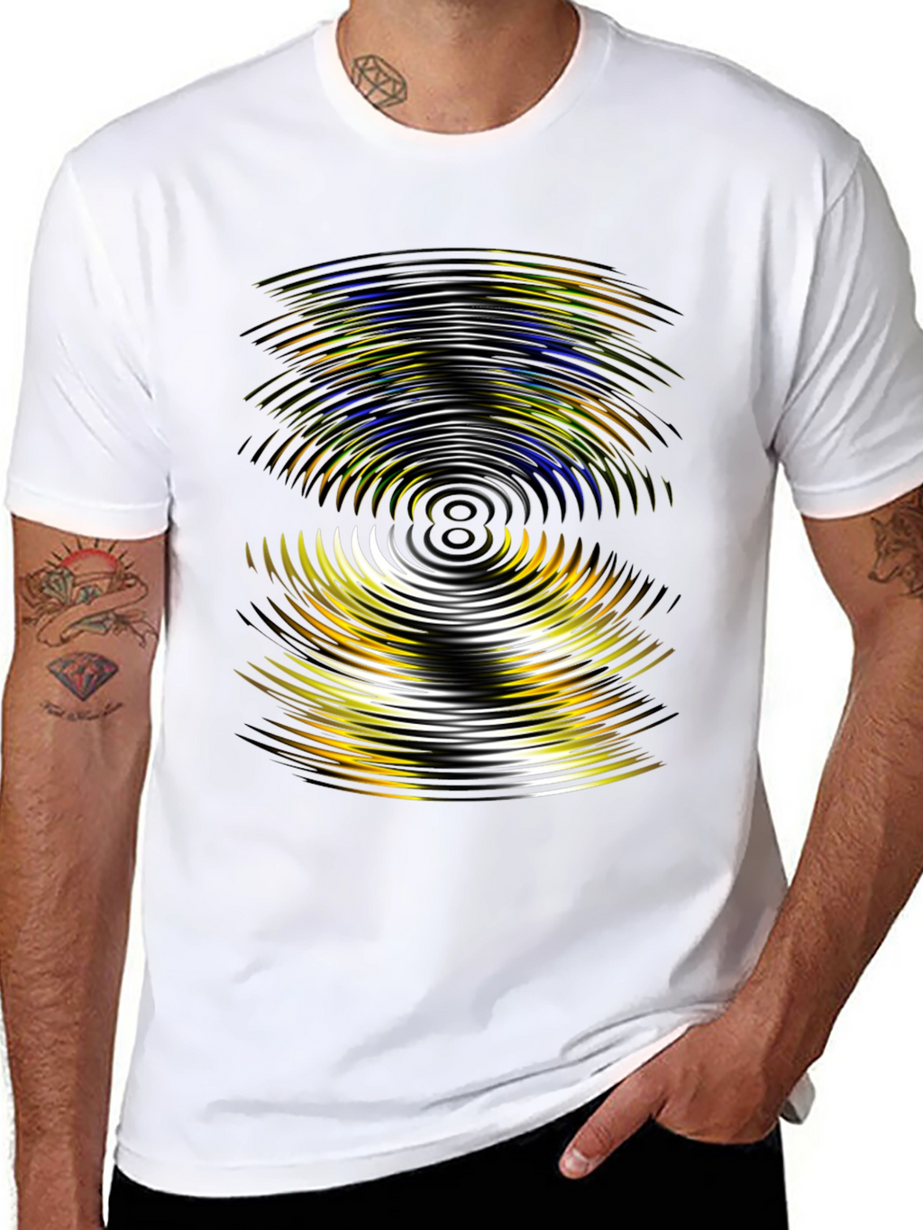Abstract Wave Pattern Black T-Shirt