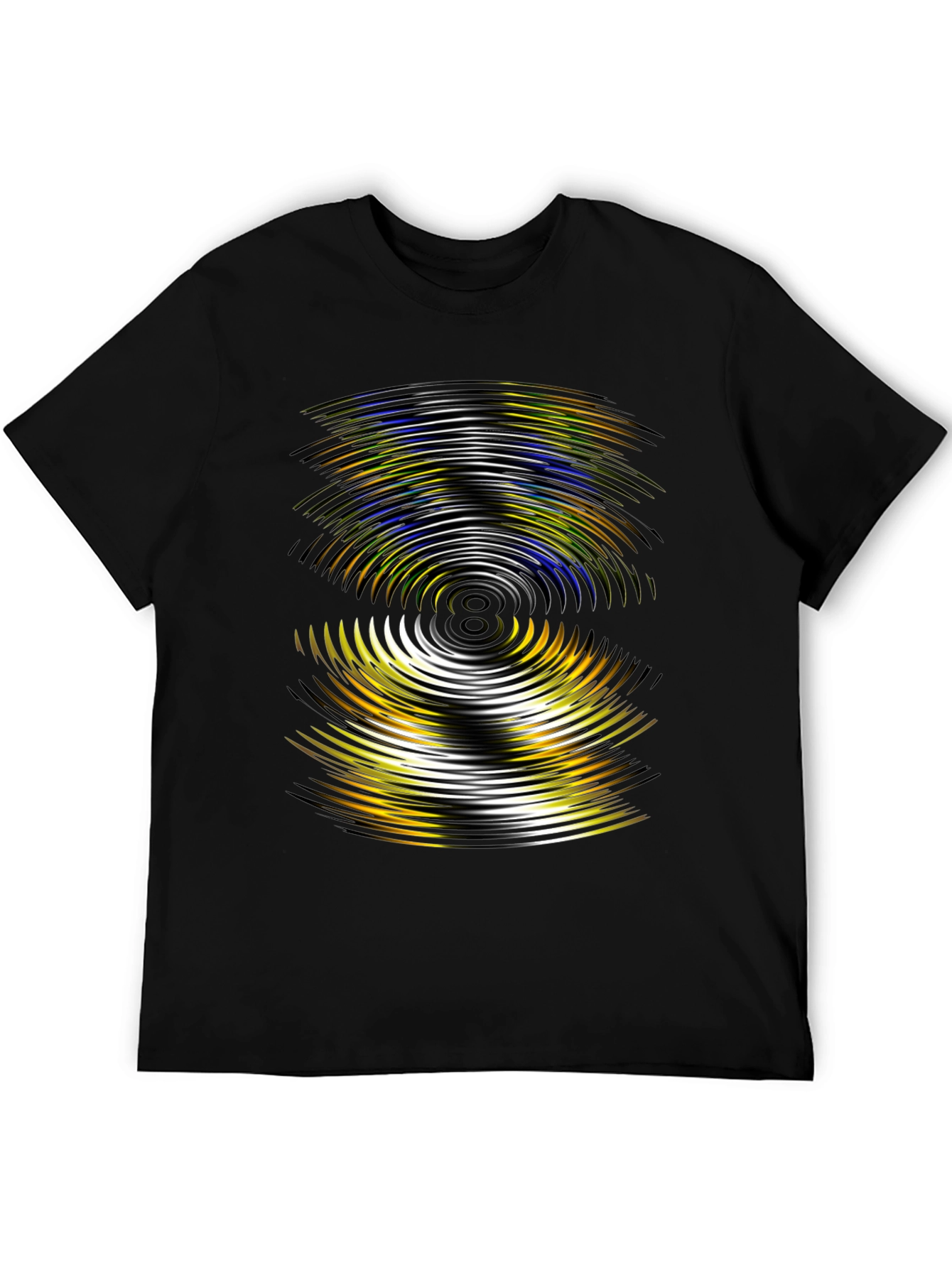 Abstract Wave Pattern Black T-Shirt