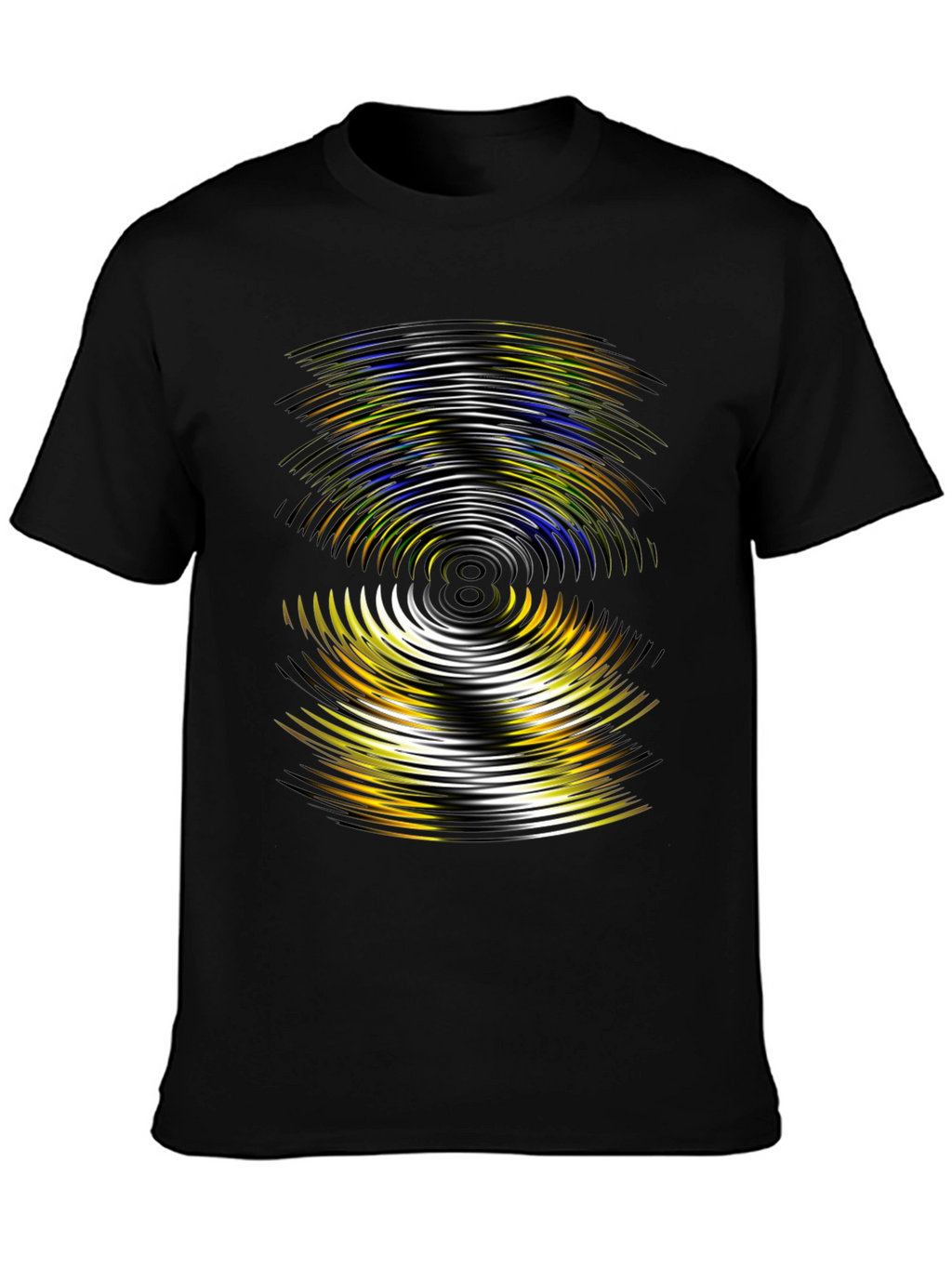 Abstract Wave Pattern Black T-Shirt