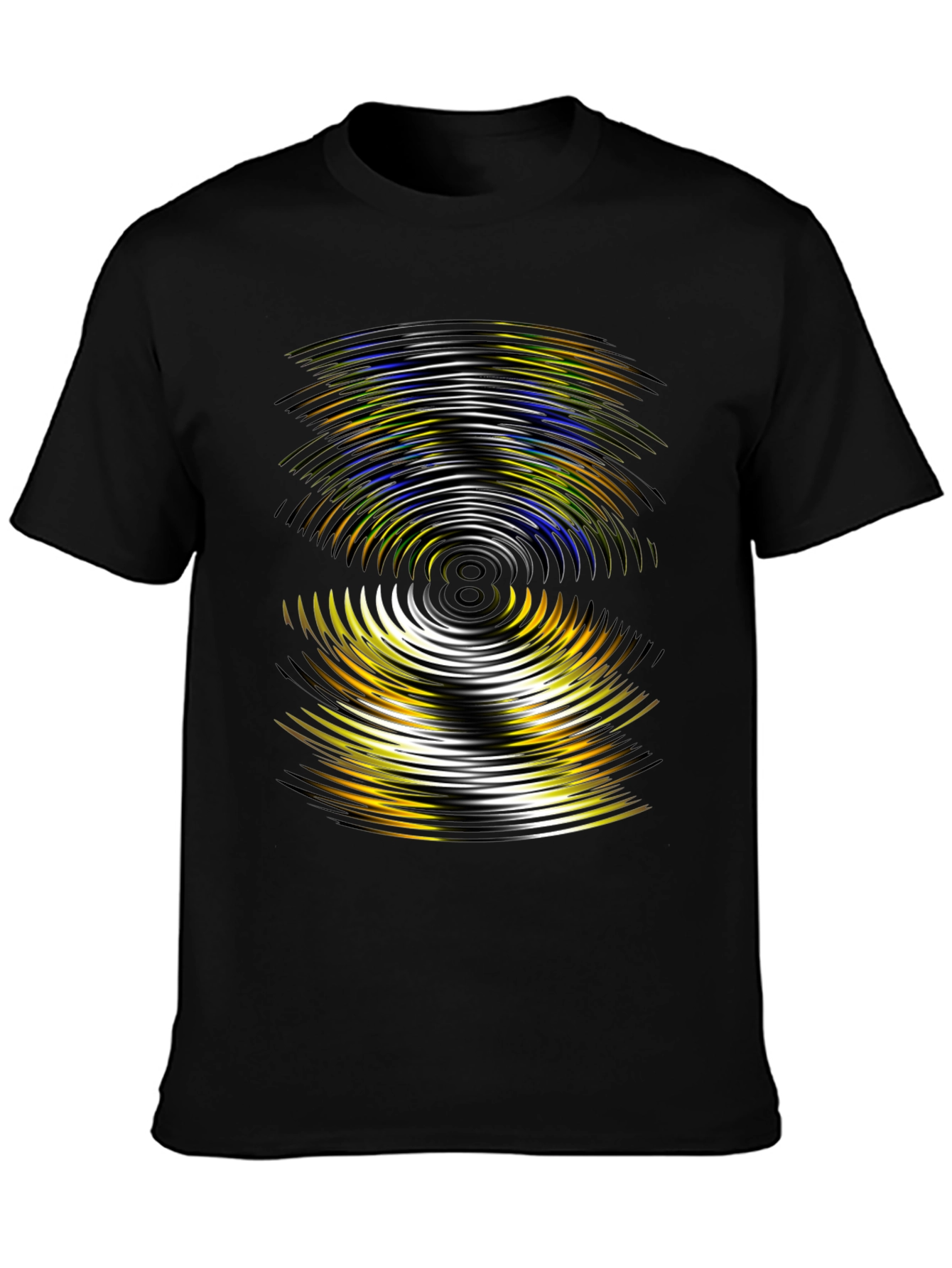 Abstract Wave Pattern Black T-Shirt
