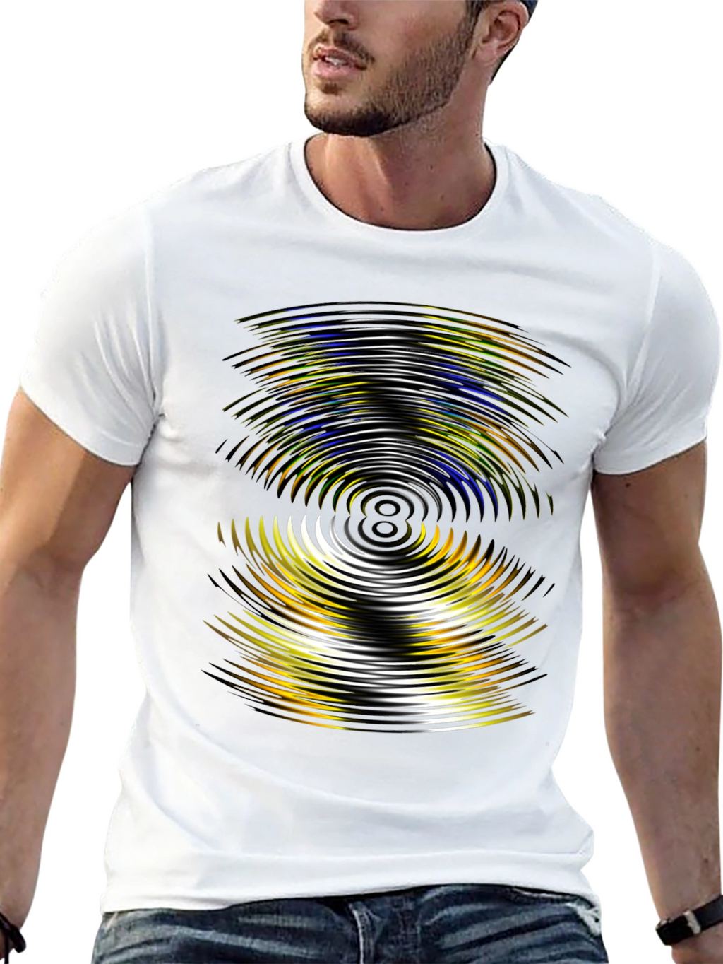Abstract Wave Pattern Black T-Shirt