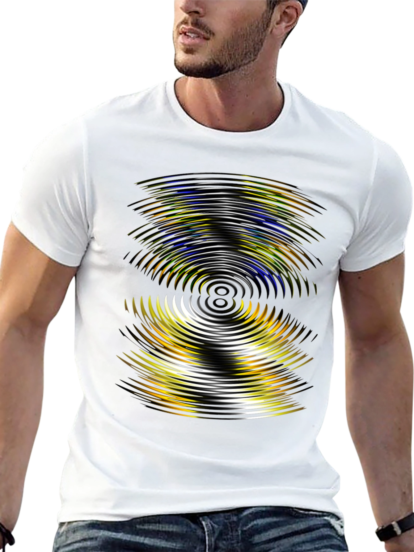 Abstract Wave Pattern Black T-Shirt