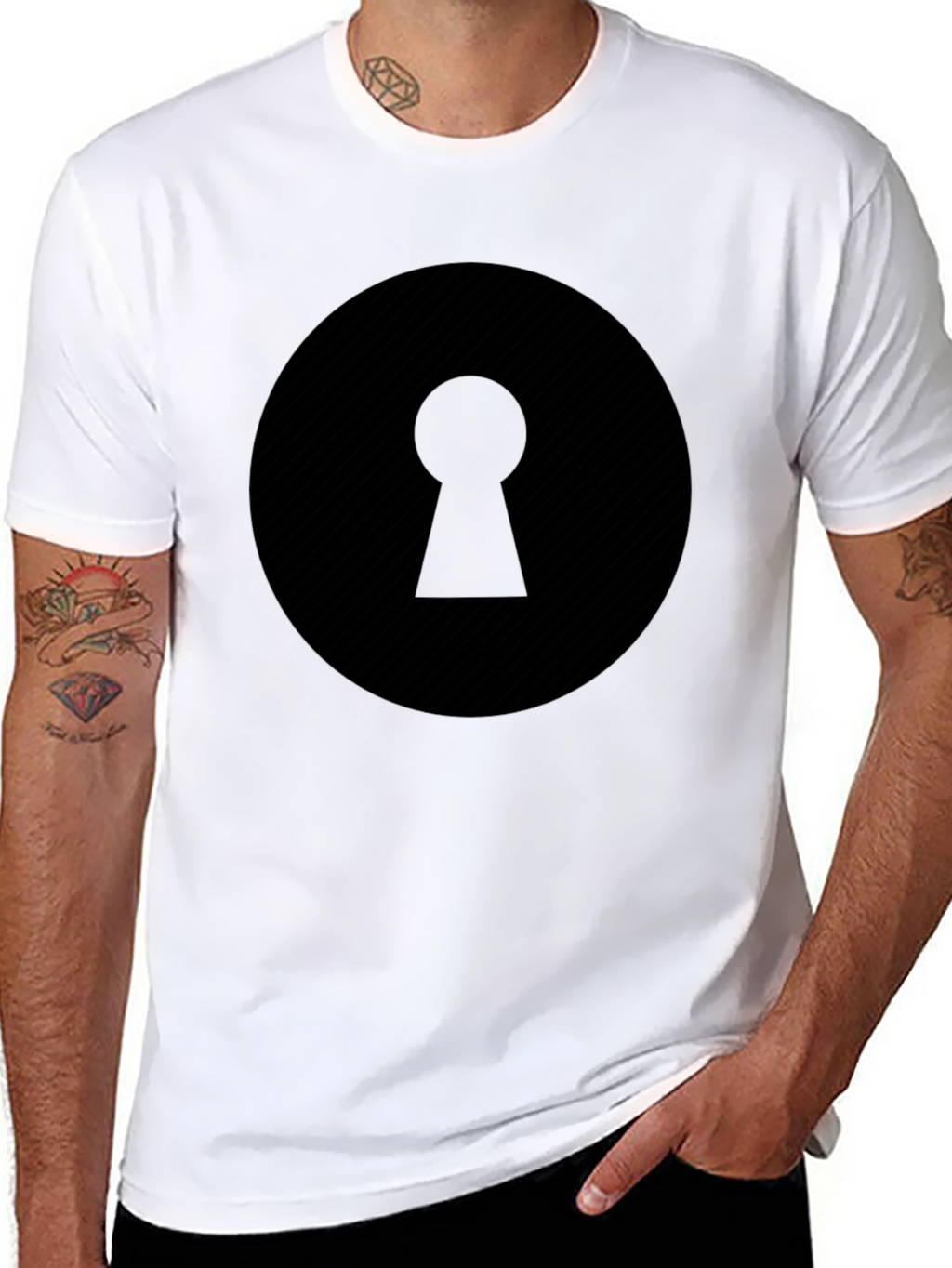 Keyhole Graphic Black T-Shirt