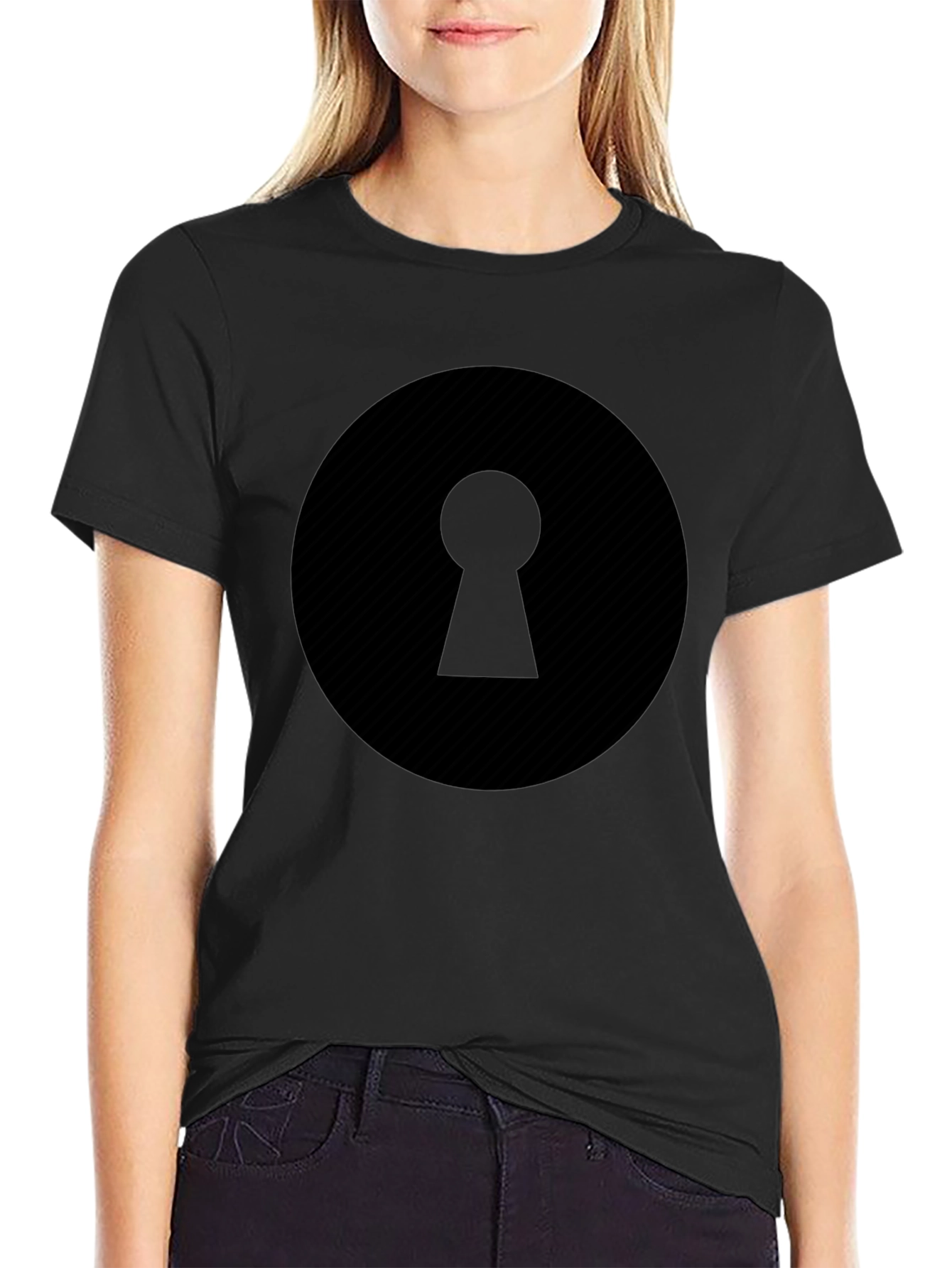 Keyhole Graphic Black T-Shirt