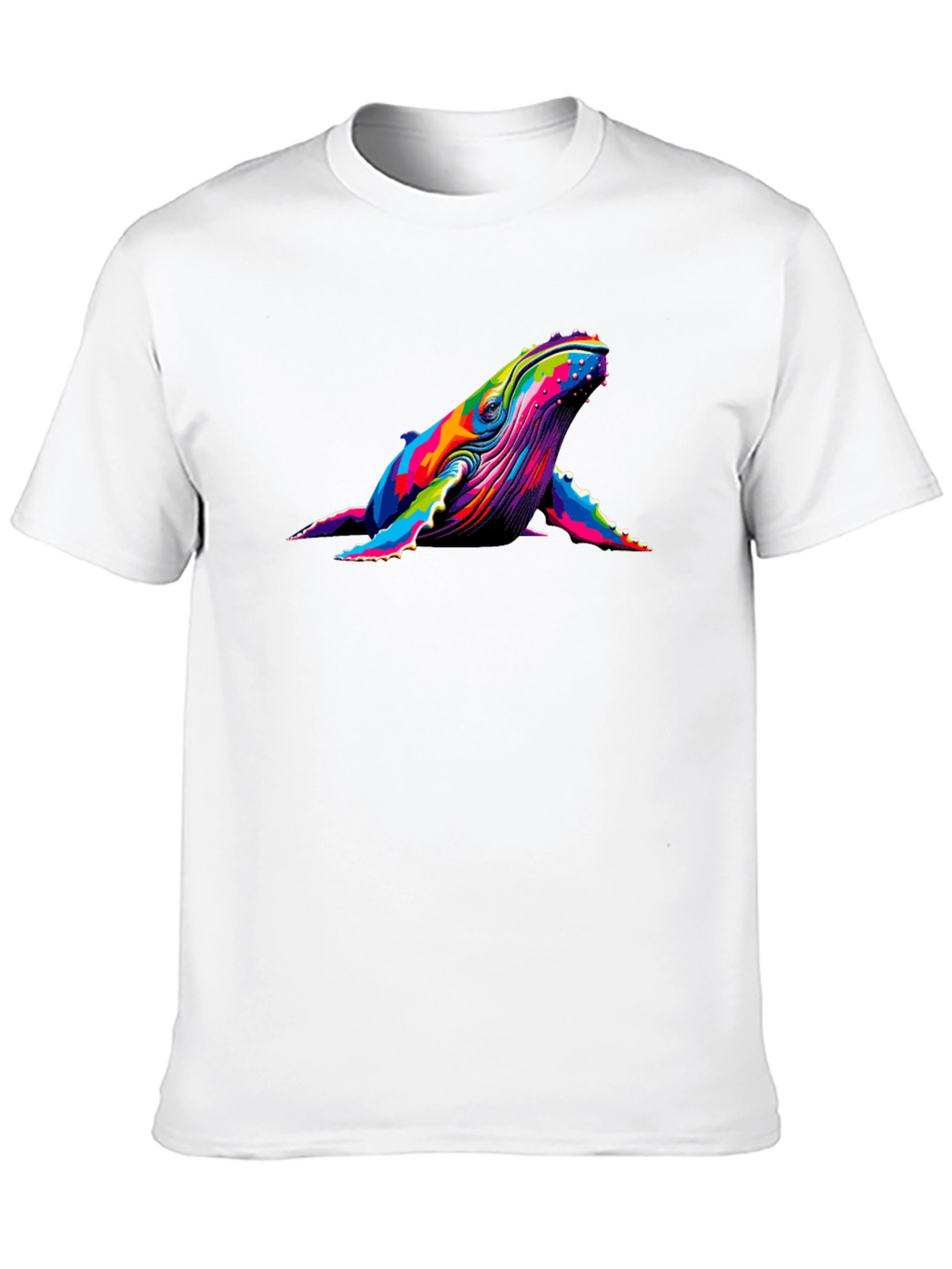 Rainbow Whale Graphic Tee - Black Cotton T-Shirt