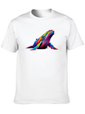 Rainbow Whale Graphic Tee - Black Cotton T-Shirt