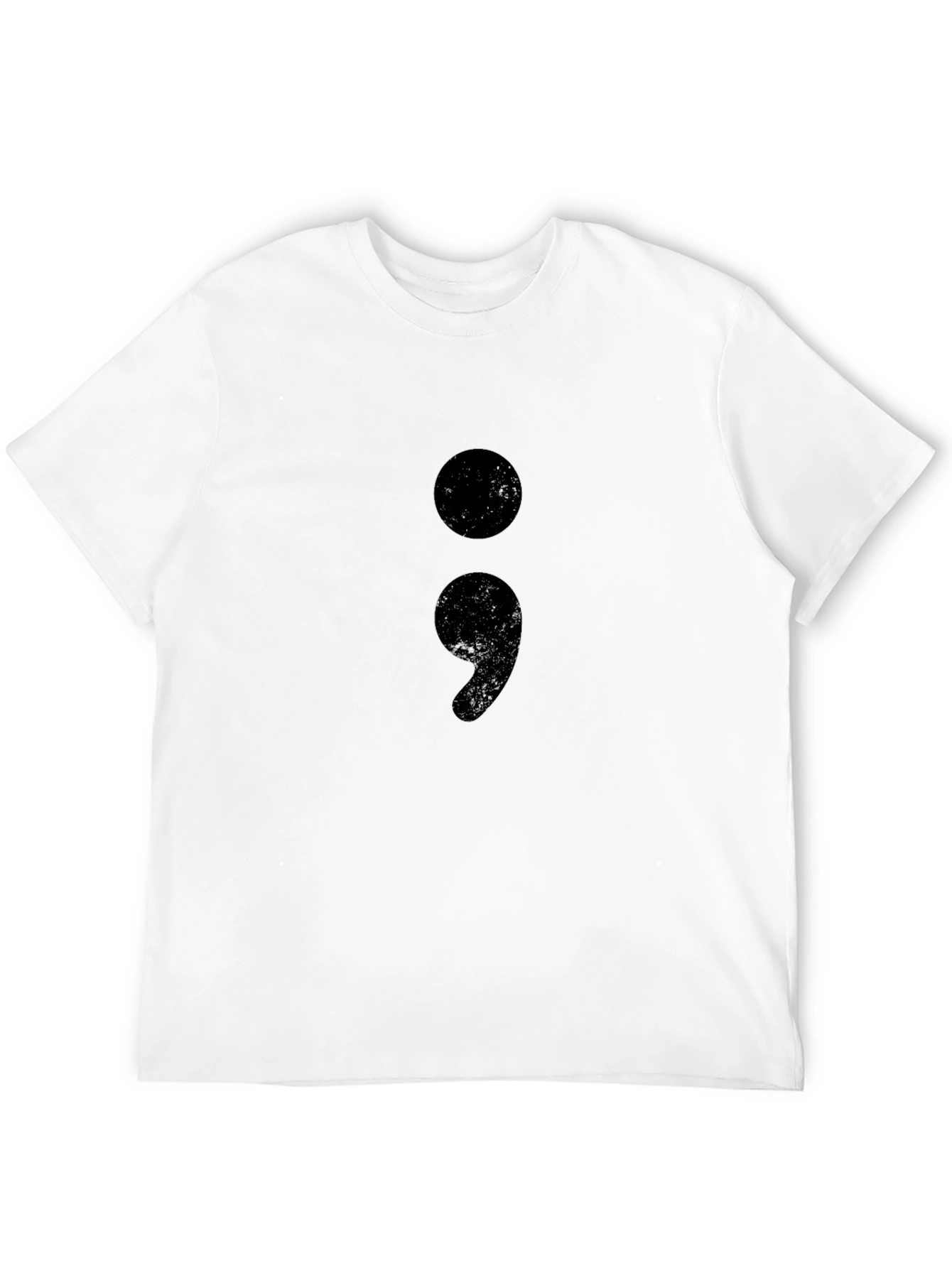 Semicolon Graphic Tee - Black Cotton Crew Neck