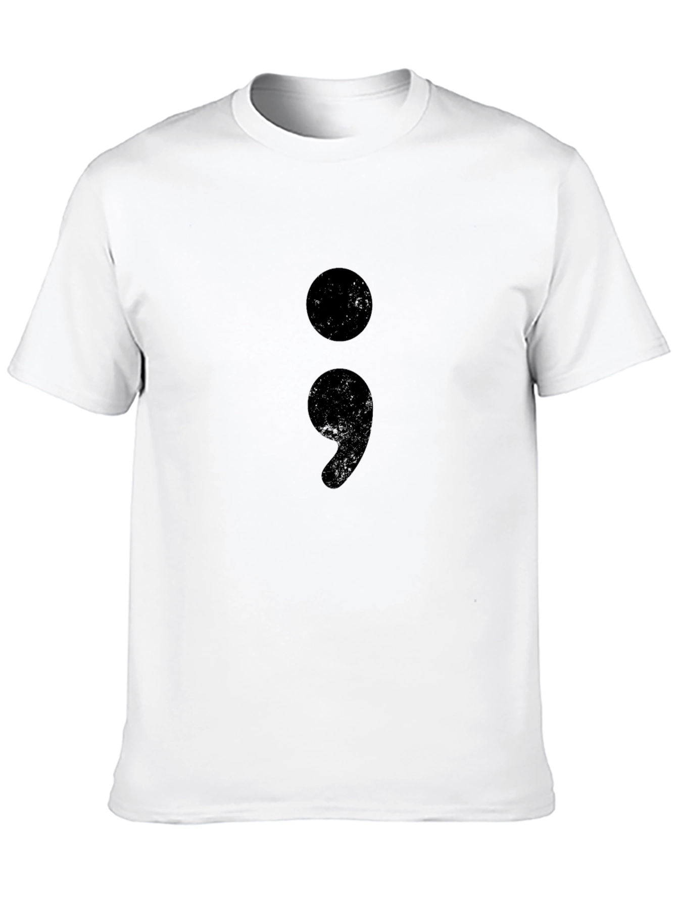 Semicolon Graphic Tee - Black Cotton Crew Neck