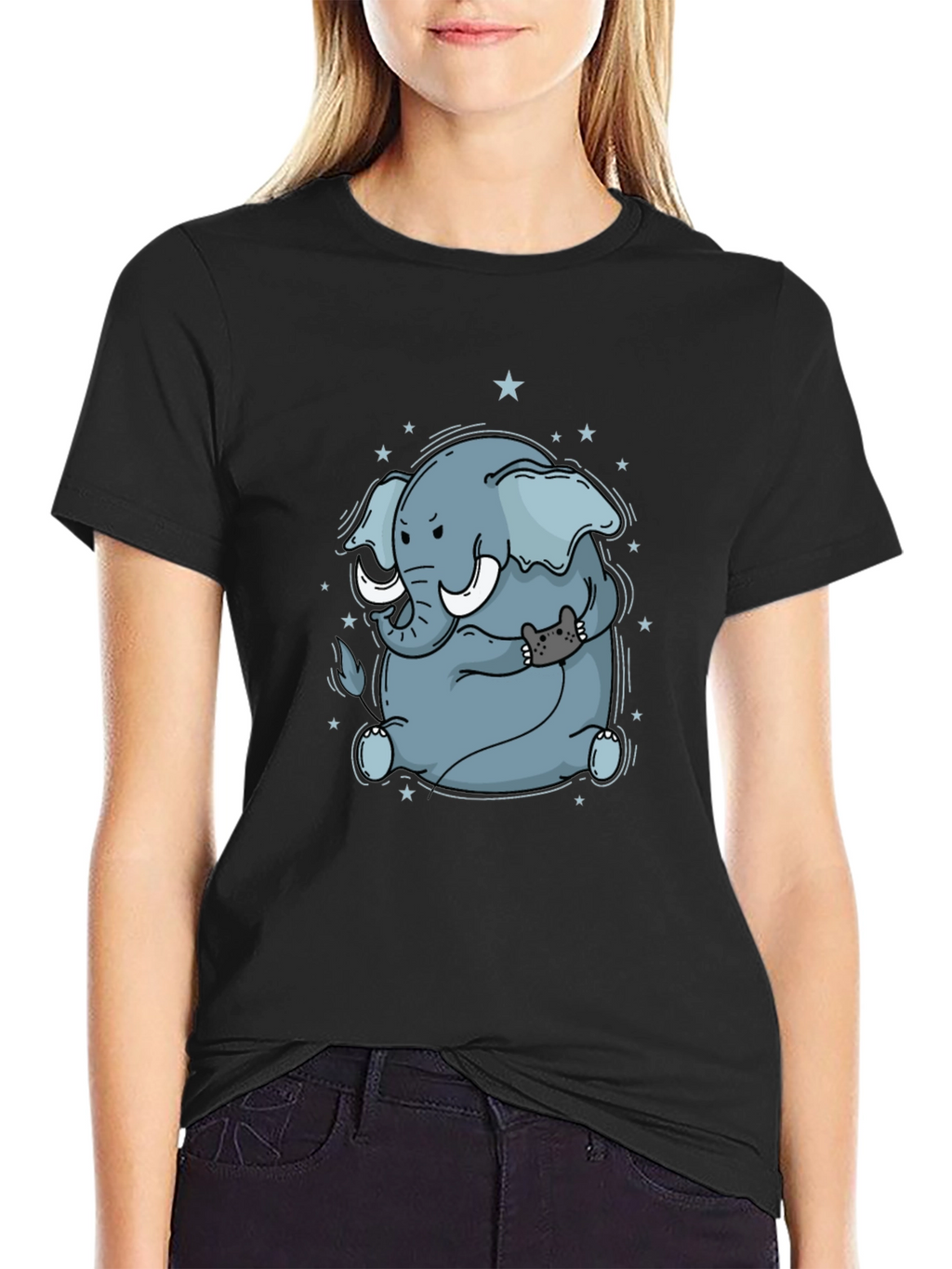 Elephant & Cat Gamer Black T-Shirt