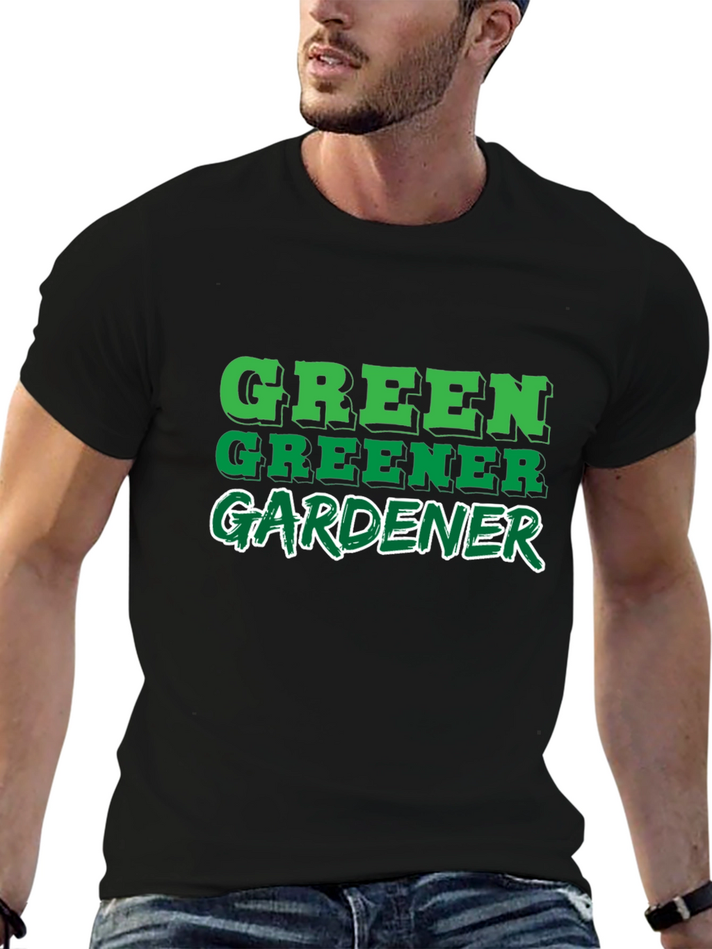 Green Greener Gardener Black T-Shirt