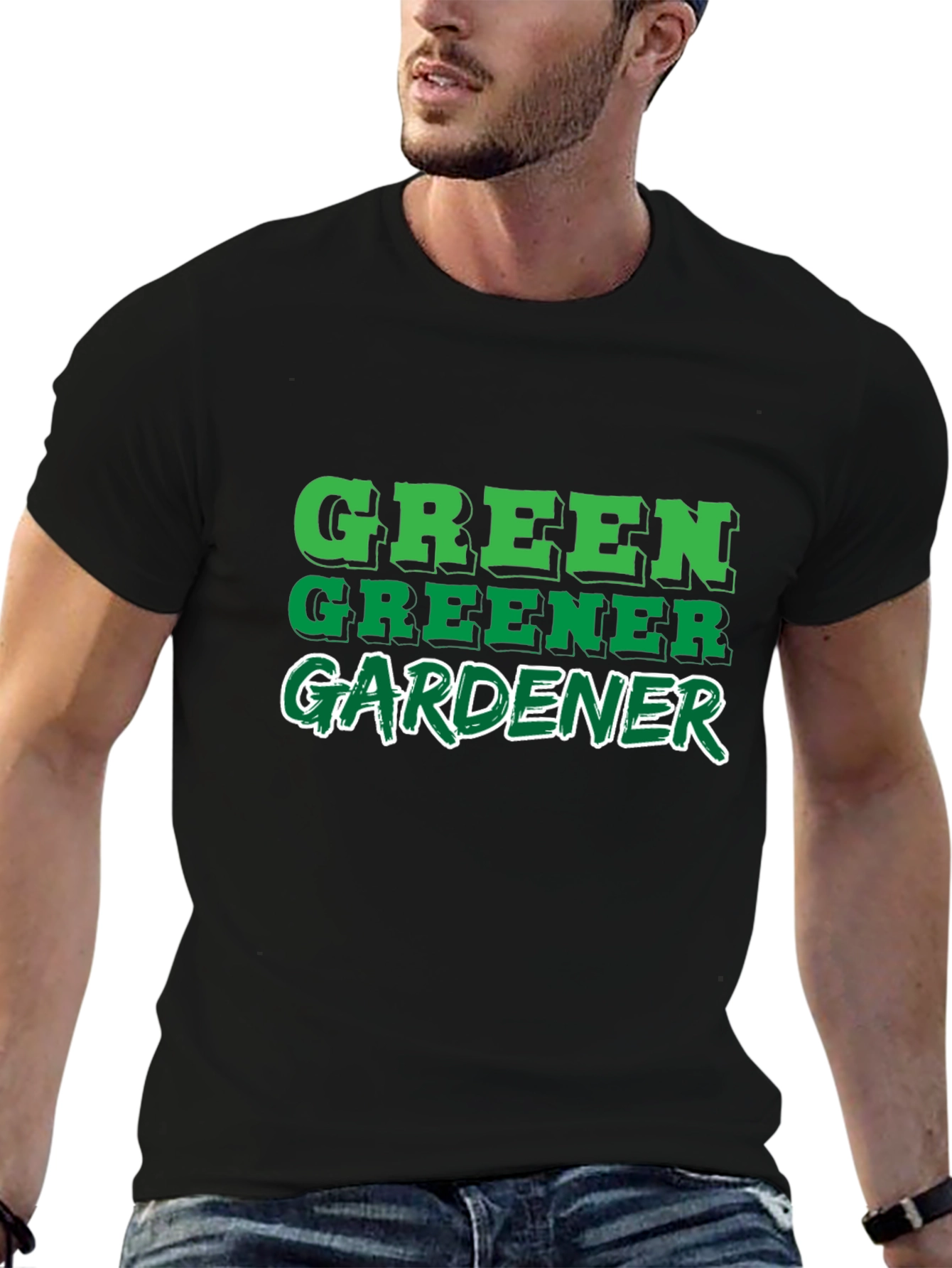 Green Greener Gardener Black T-Shirt