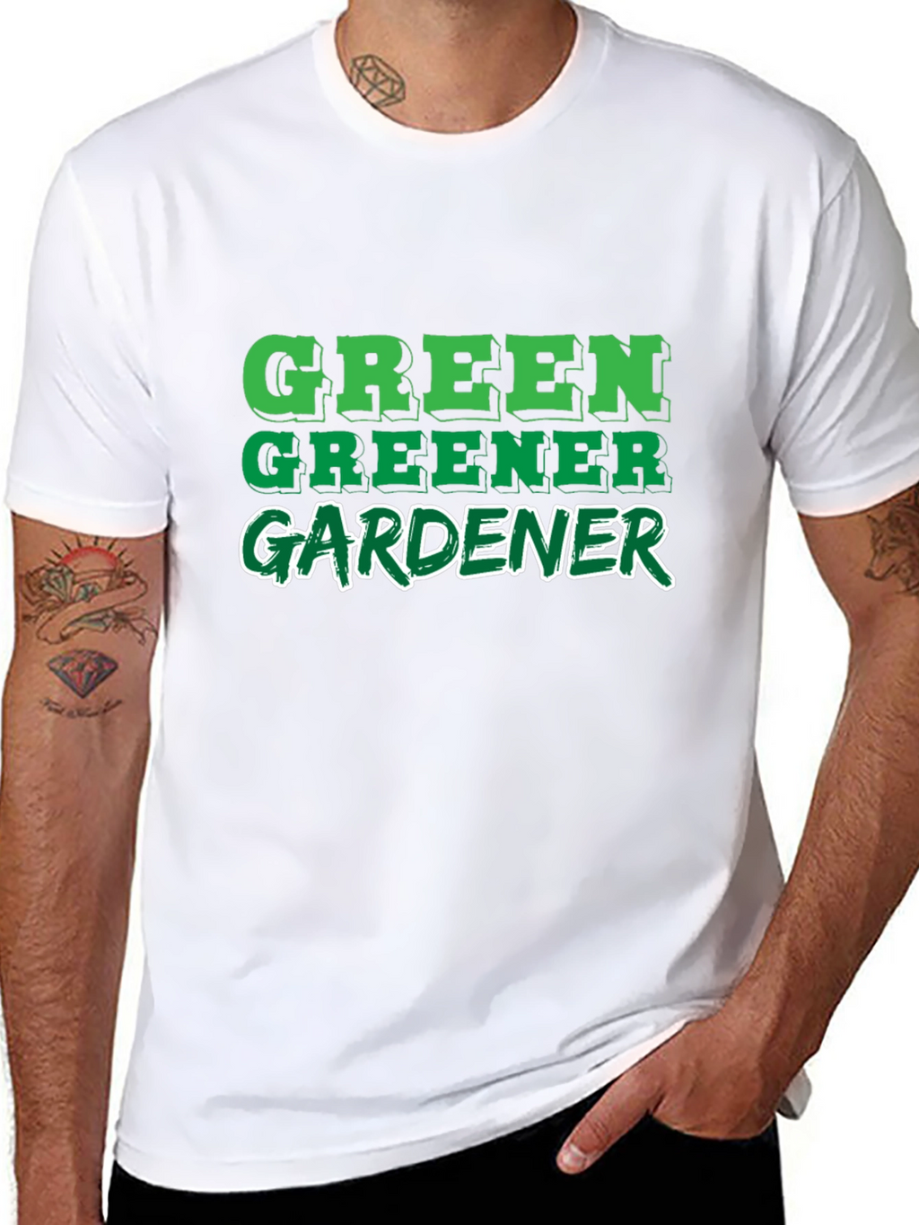 Green Greener Gardener Black T-Shirt