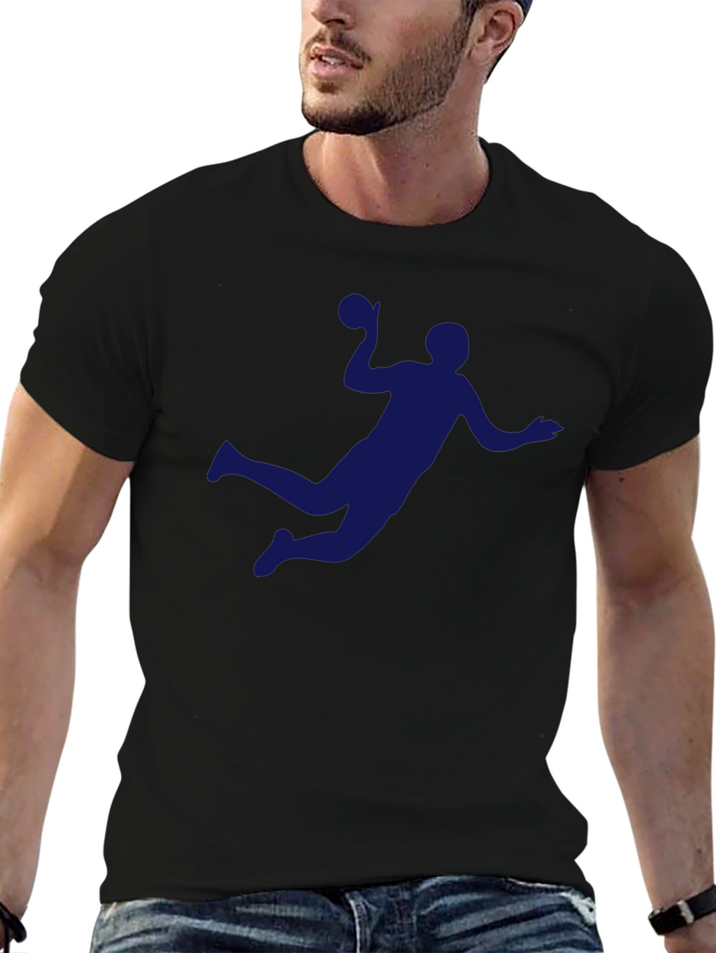Handball Player Graphic Tee - Sporty Black T-Shirt