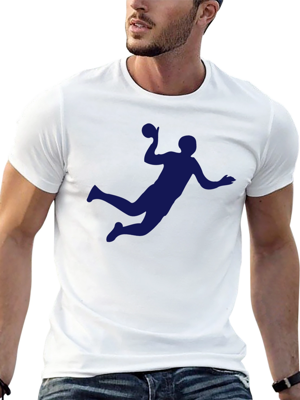 Handball Player Graphic Tee - Sporty Black T-Shirt