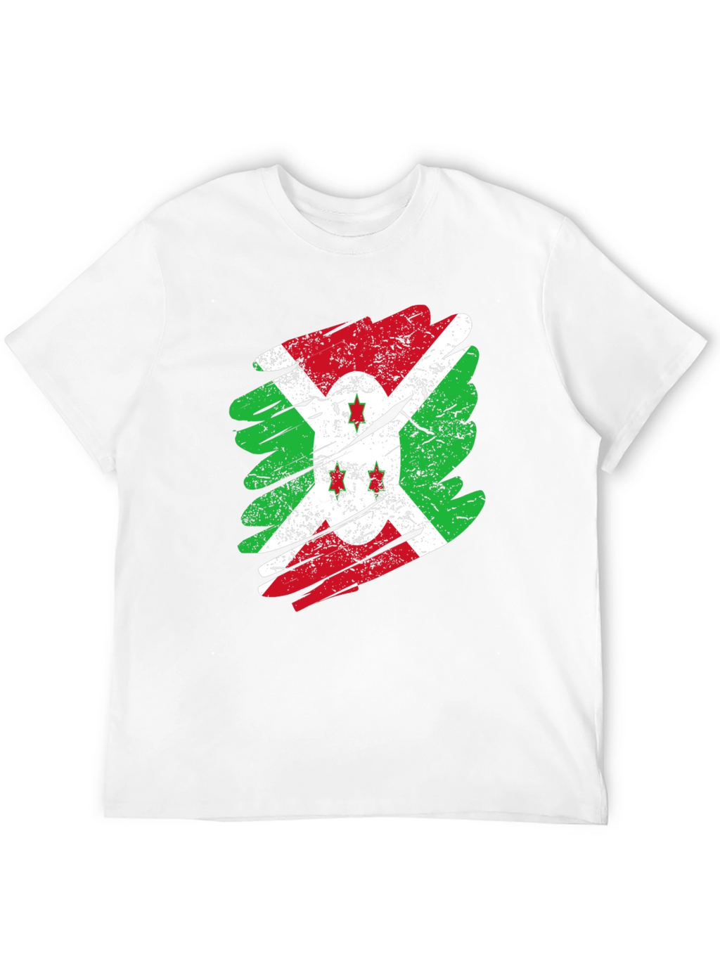 Burundi Flag Distressed T-Shirt Black