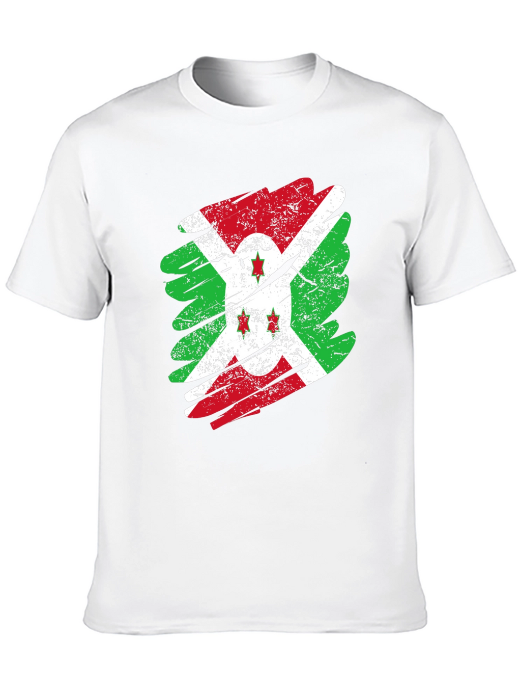 Burundi Flag Distressed T-Shirt Black