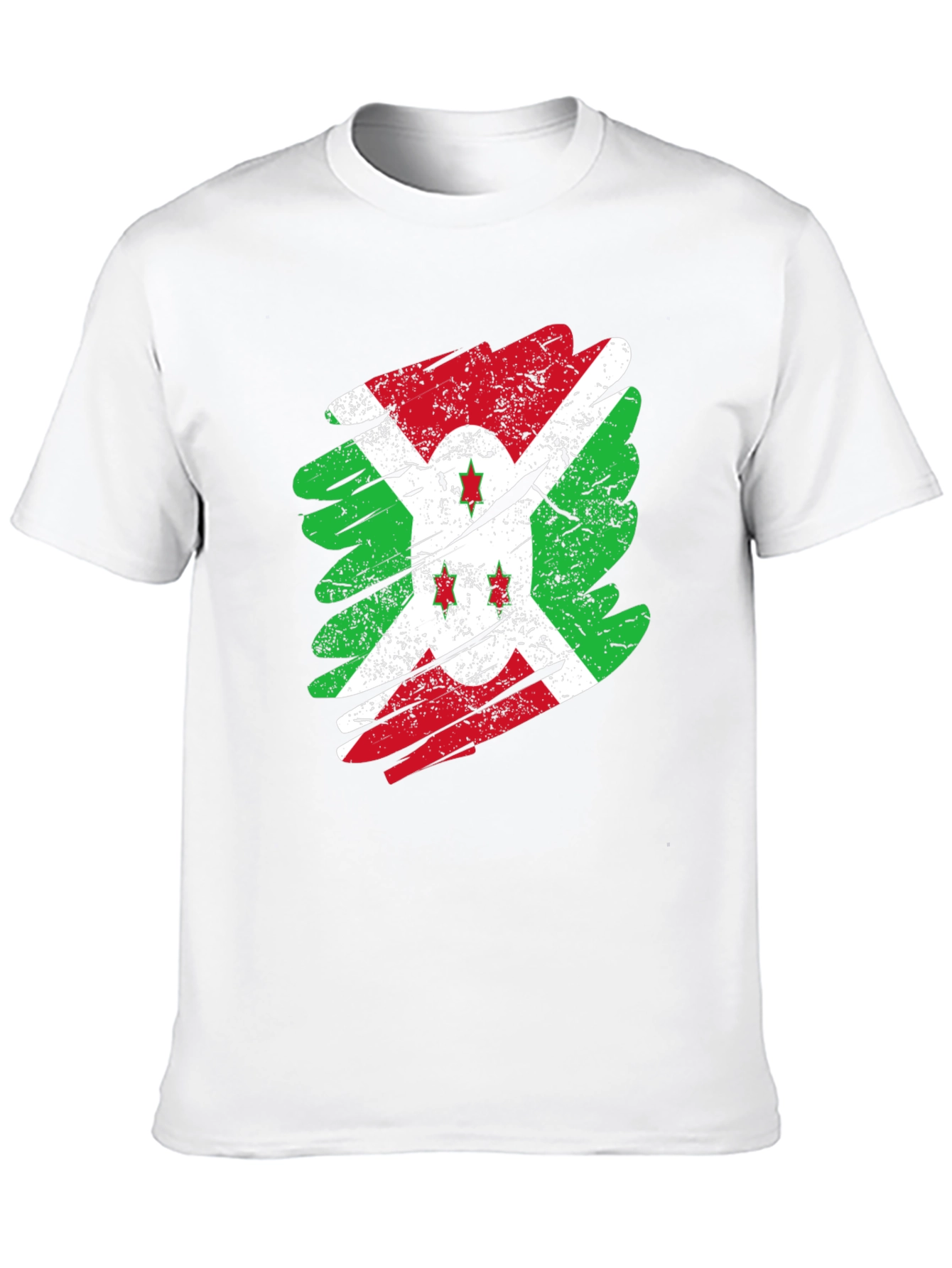 Burundi Flag Distressed T-Shirt Black
