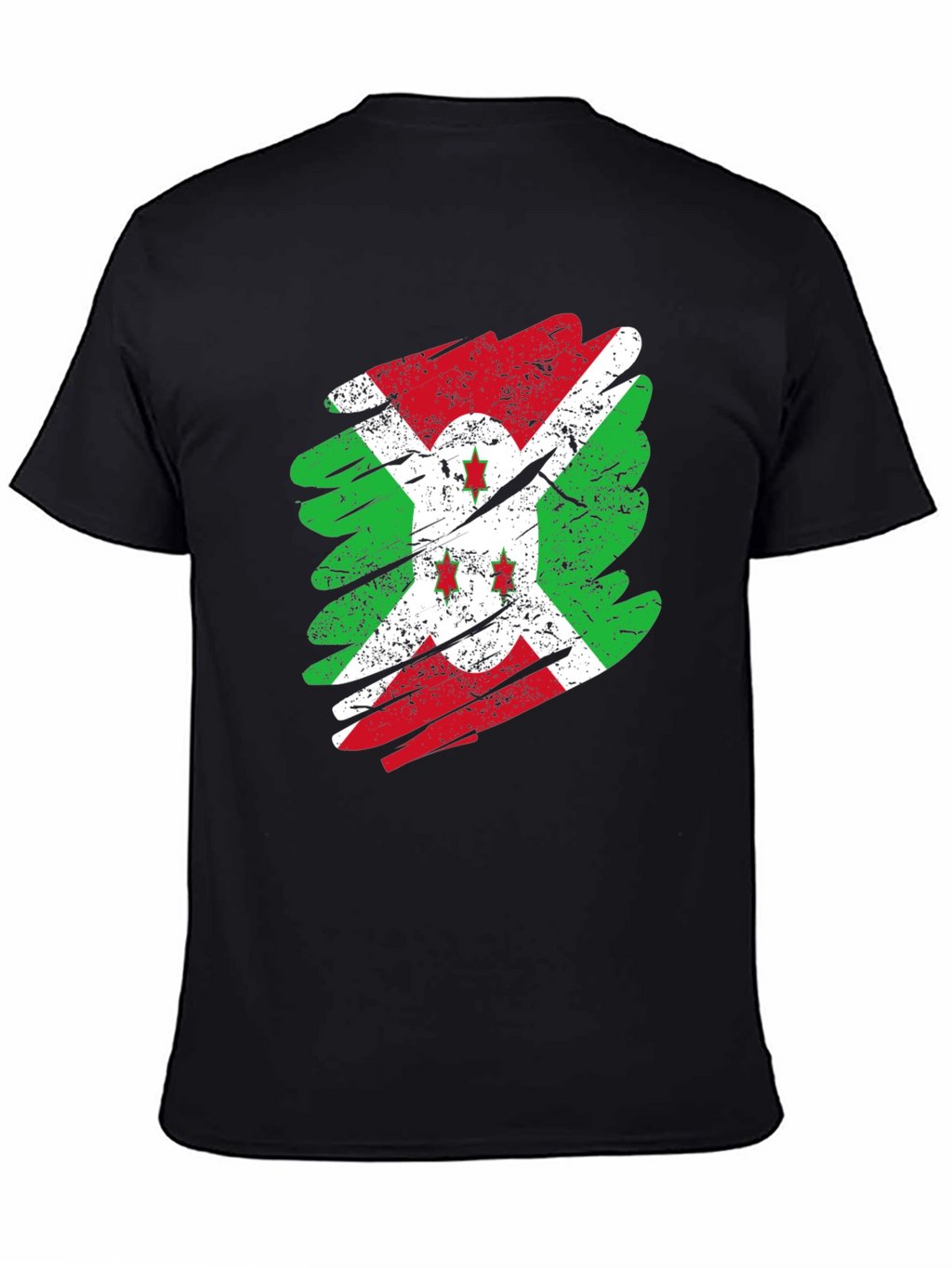 Burundi Flag Distressed T-Shirt Black
