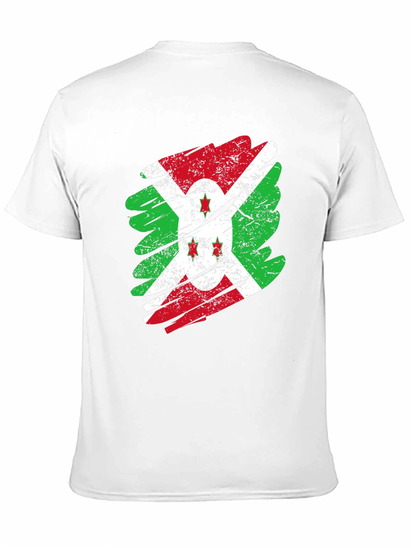 Burundi Flag Distressed T-Shirt Black